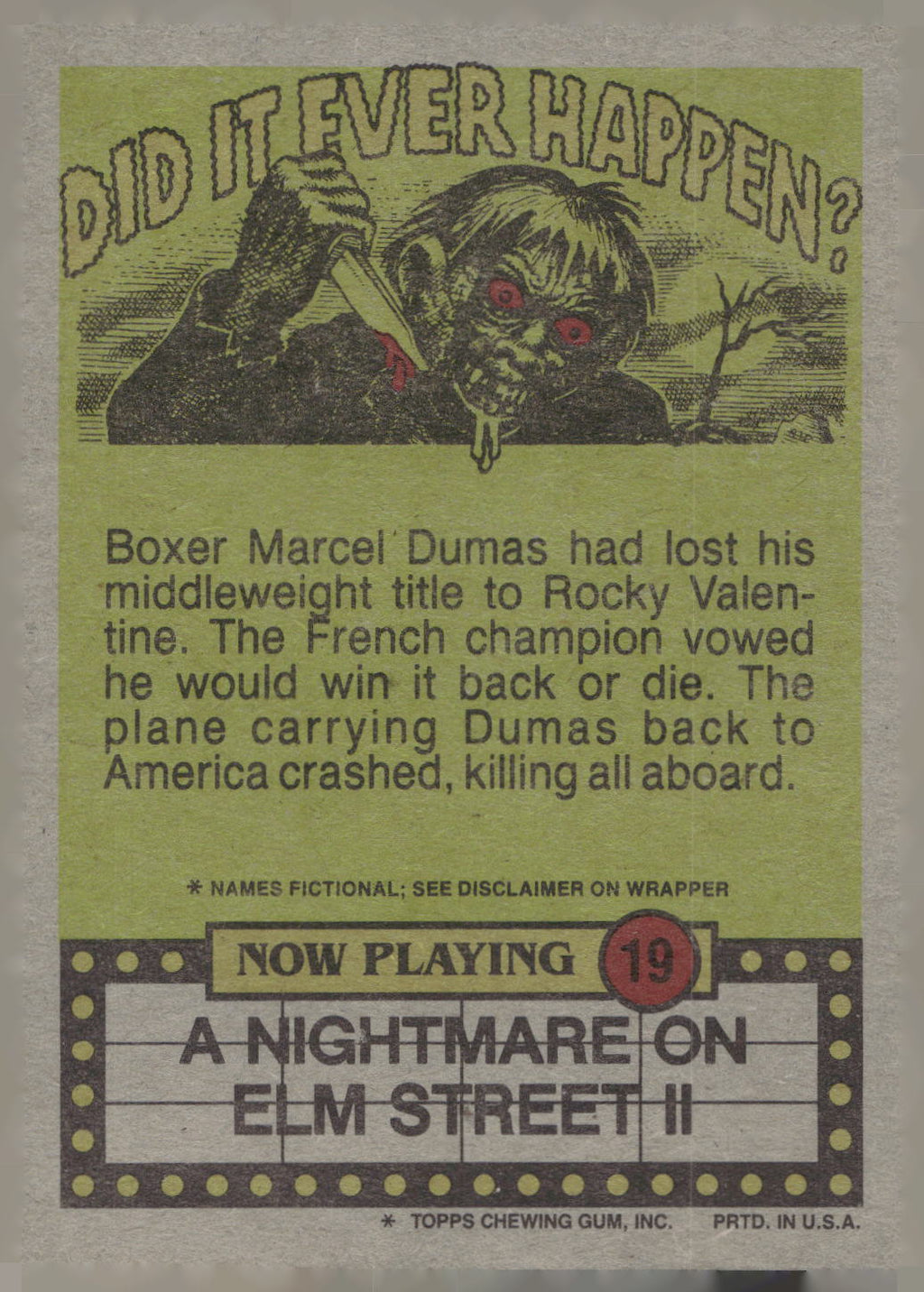 1988 Topps Fright Flicks #19 Let Your Fingers Do the Walking!