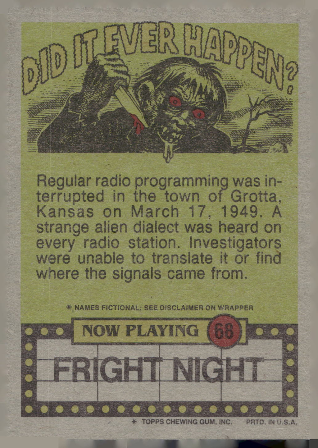 1988 Topps Fright Flicks #68 But Why Can't I Join the Boy's Choir?