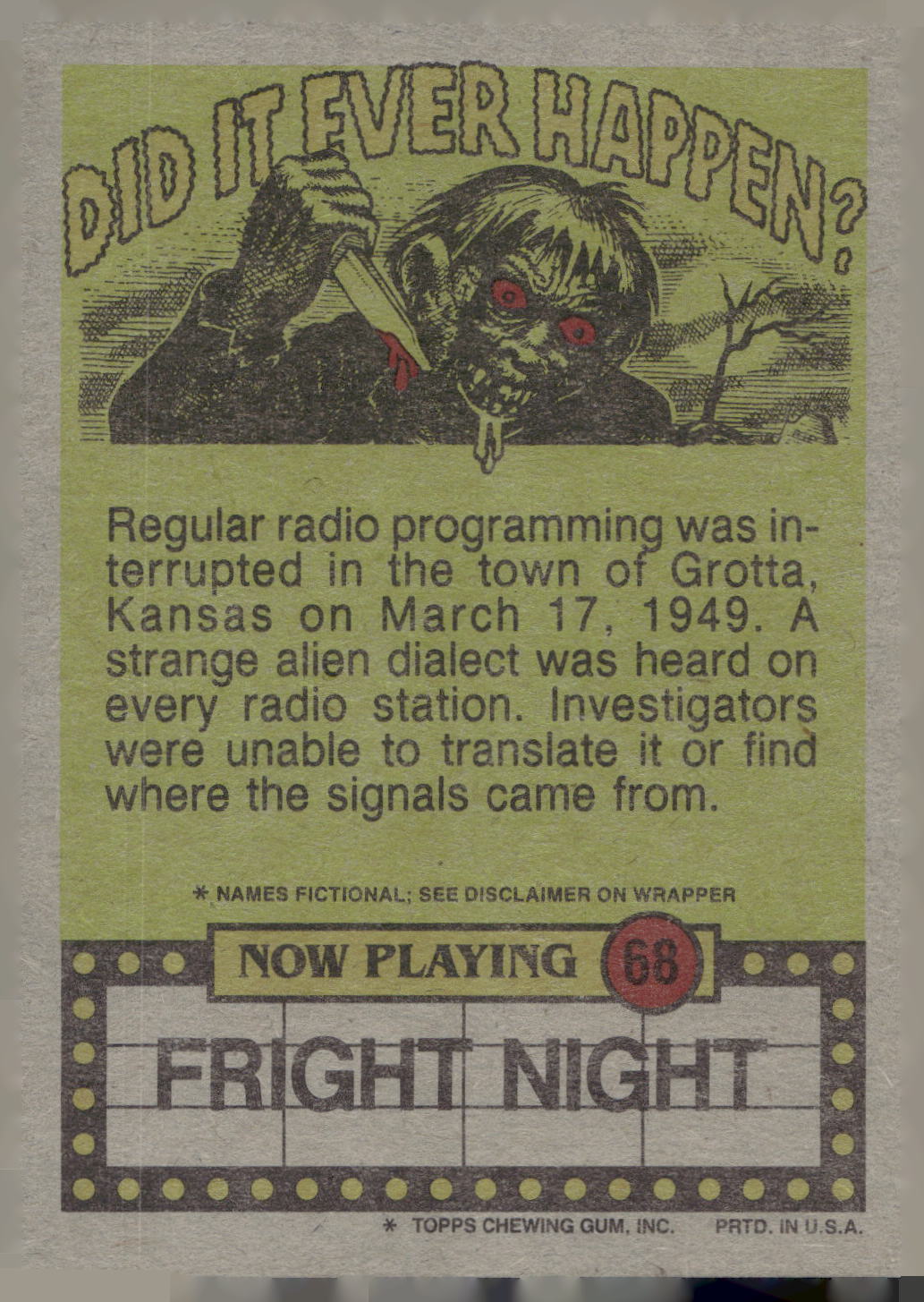 1988 Topps Fright Flicks #68 But Why Can't I Join the Boy's Choir?