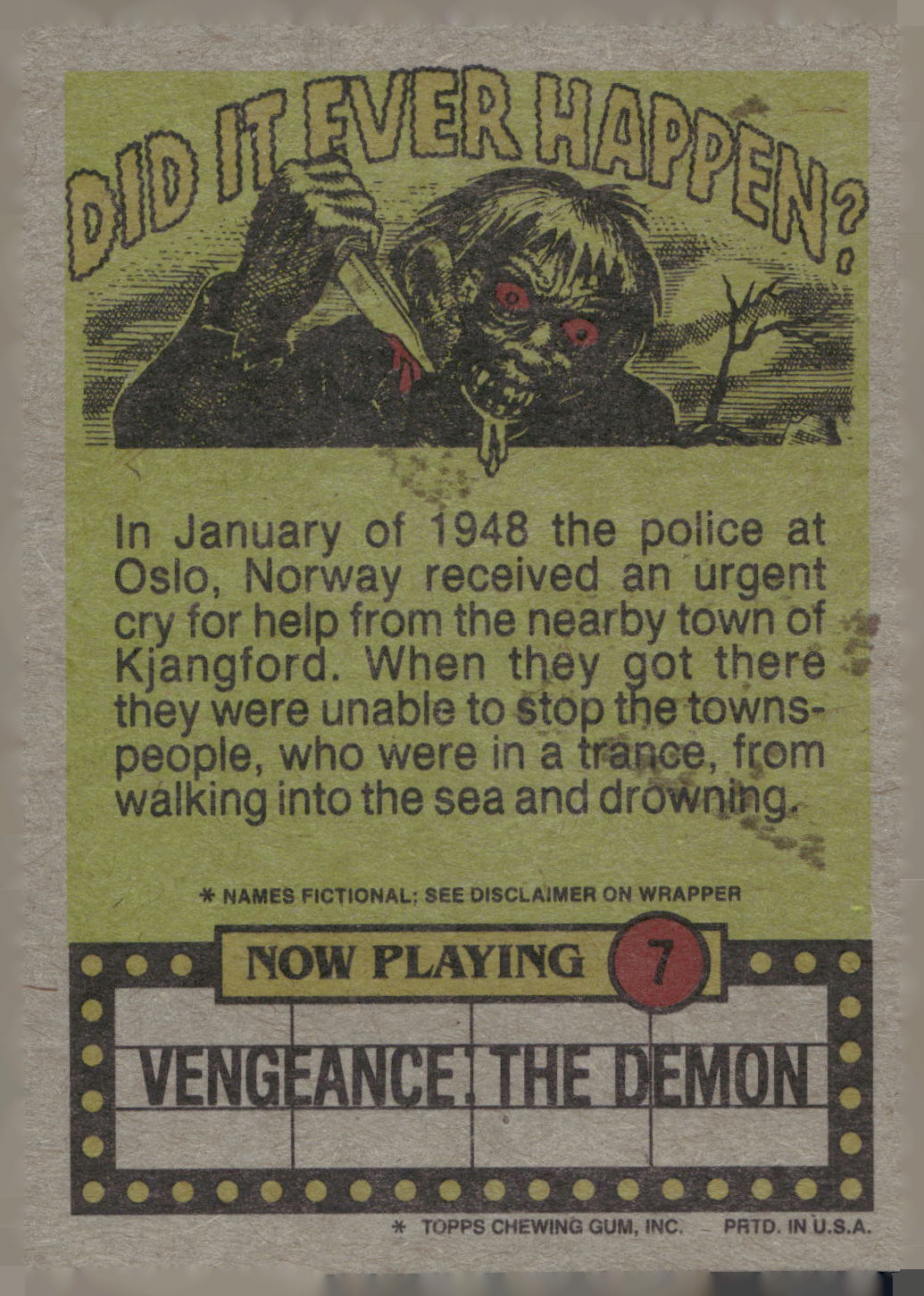 1988 Topps Fright Flicks #7 Baby, You're the Greatest!