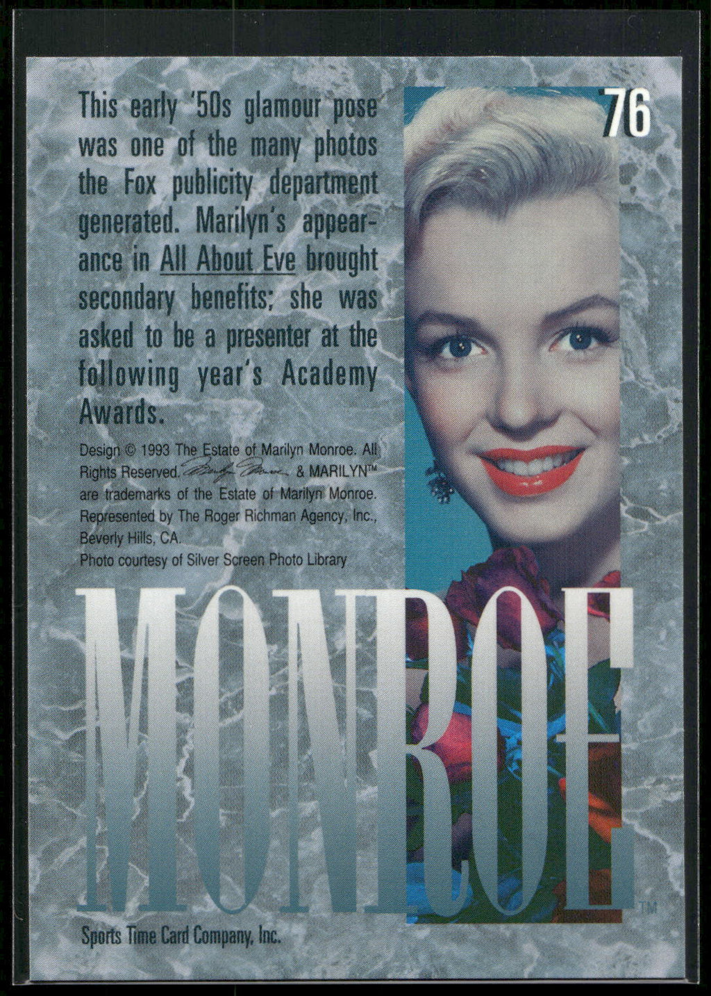 1993 Sports Time Marilyn Monroe #76 This early '50s glamour pose was one of the