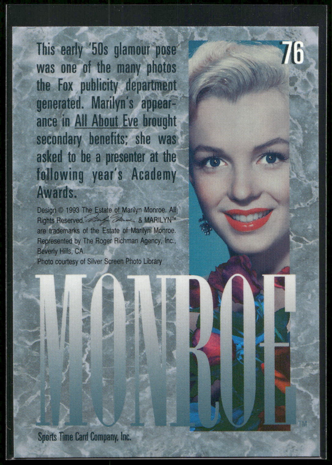 1993 Sports Time Marilyn Monroe #76 This early '50s glamour pose was one of the