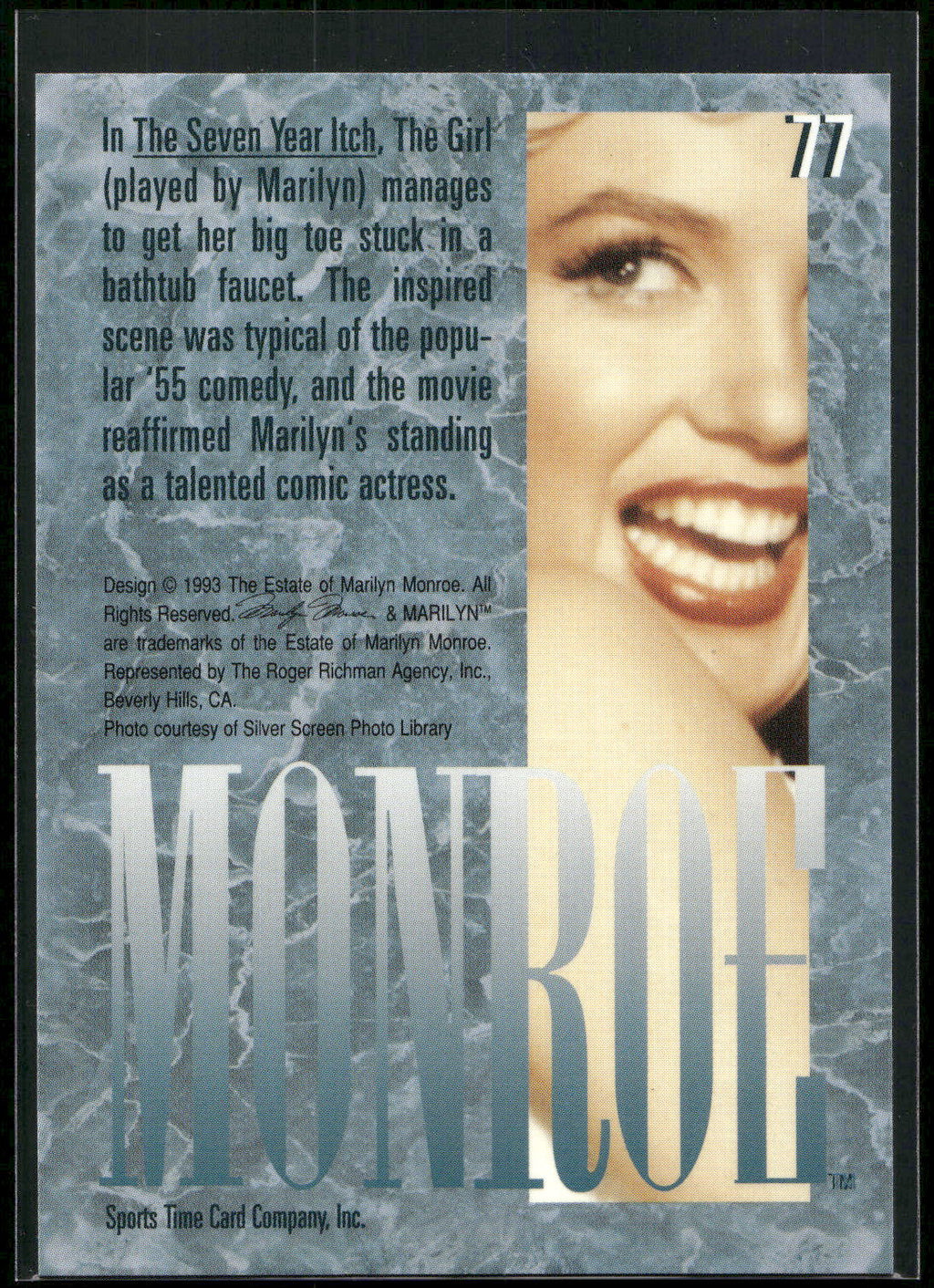 1993 Sports Time Marilyn Monroe #77 In The Seven Year Itch, The Girl (played by
