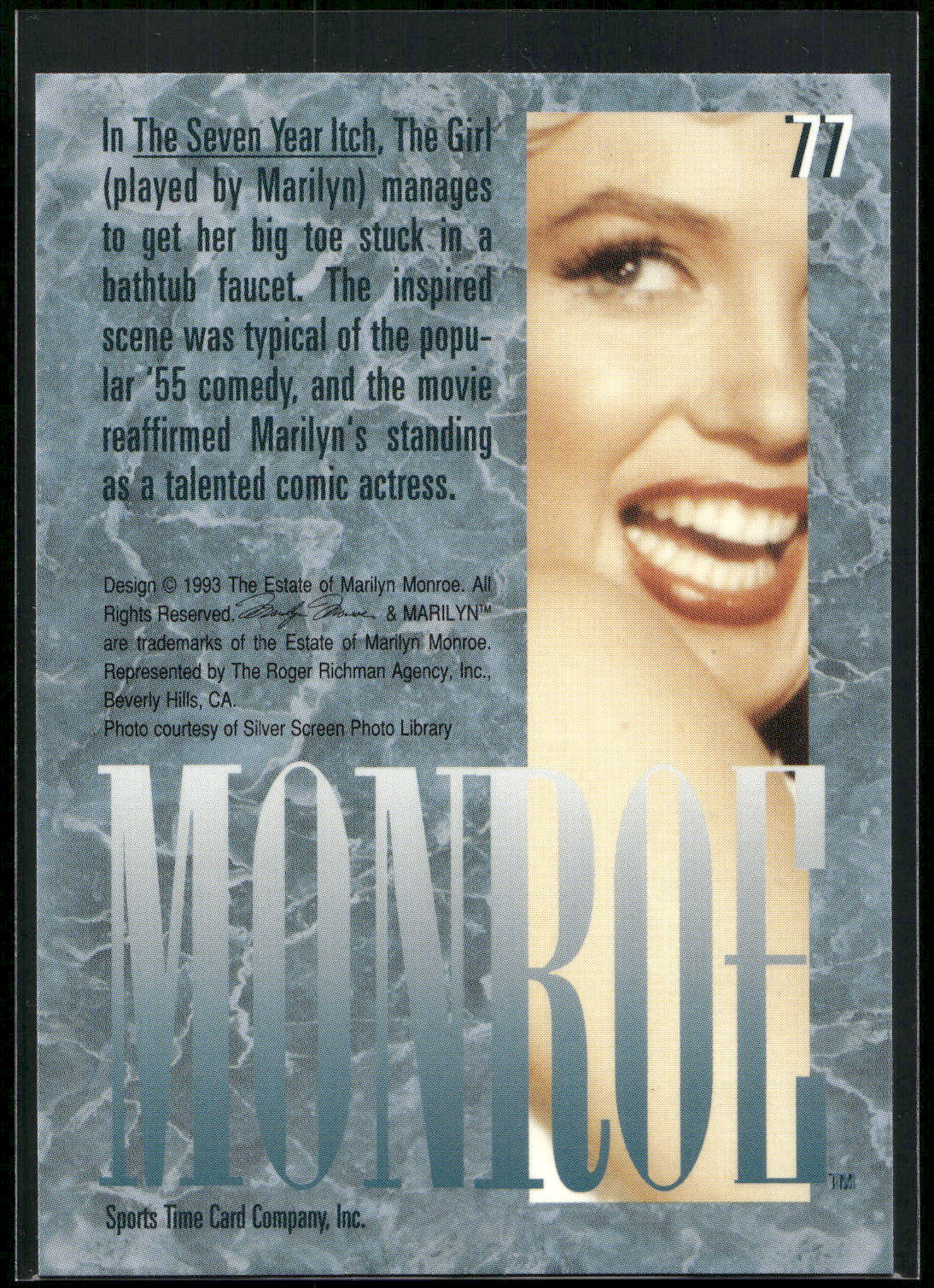 1993 Sports Time Marilyn Monroe #77 In The Seven Year Itch, The Girl (played by