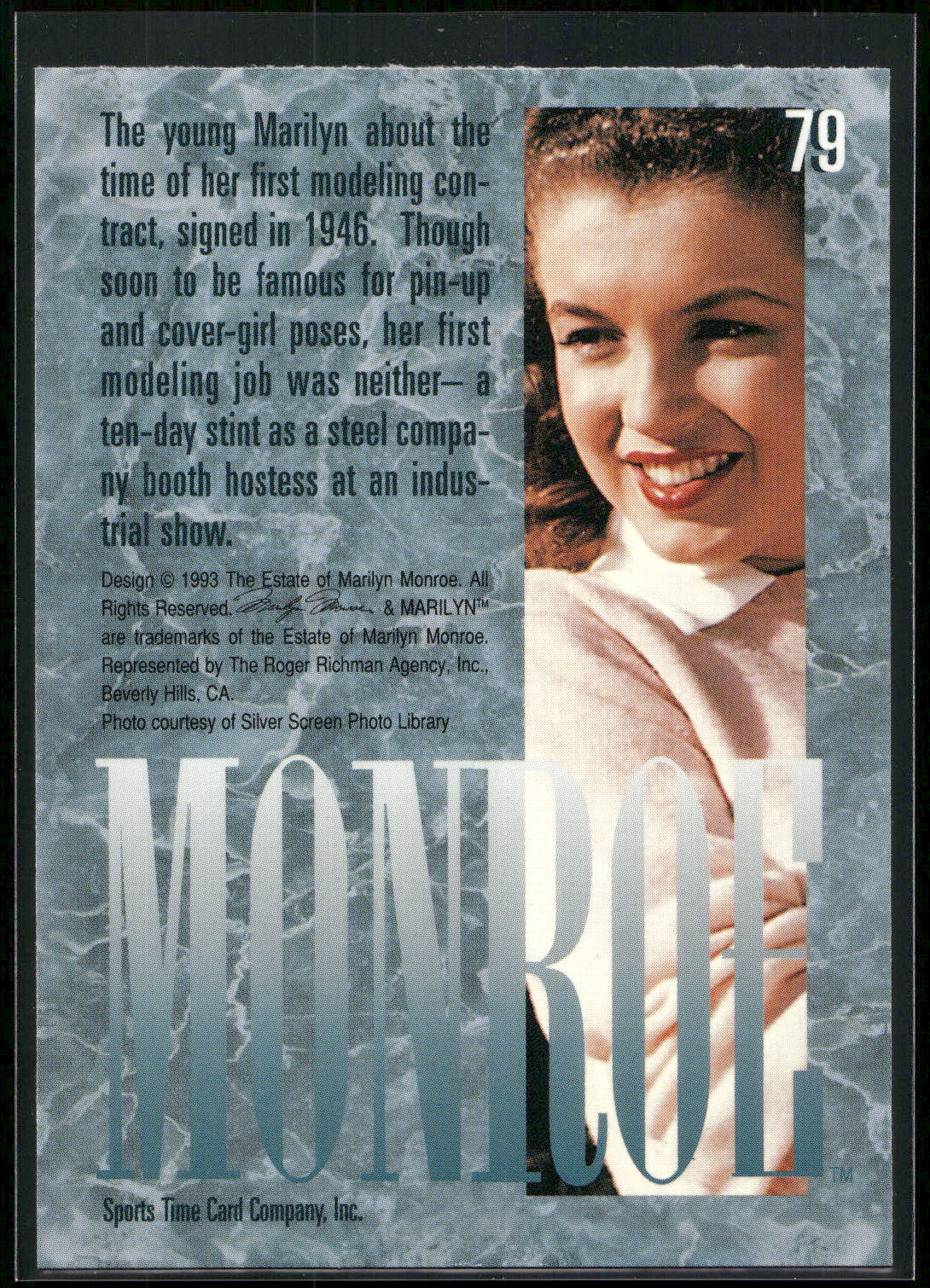 1993 Sports Time Marilyn Monroe #79 The young Marilyn about the time of her firs