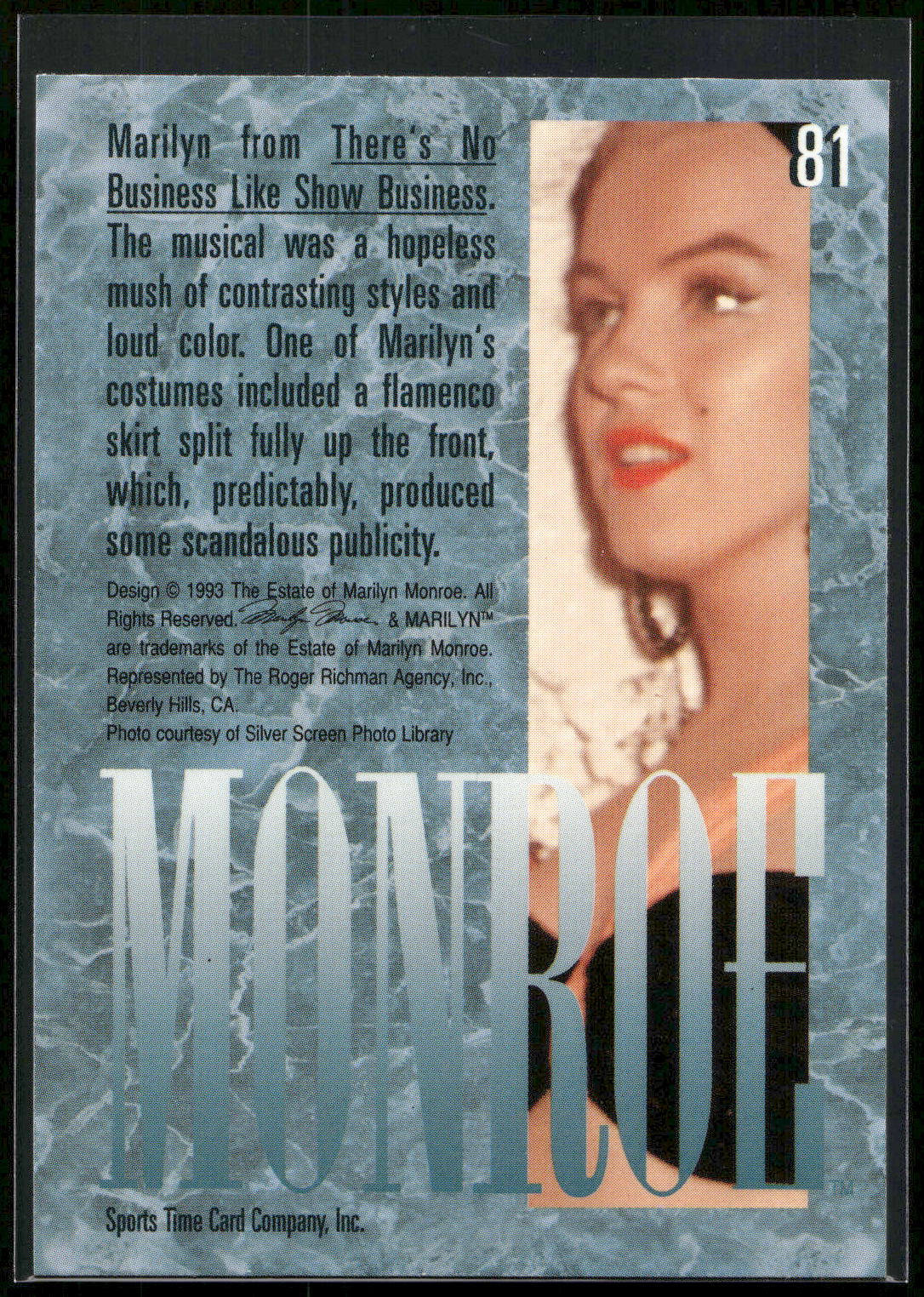1993 Sports Time Marilyn Monroe #81 Marilyn from There's No Business Like Show B