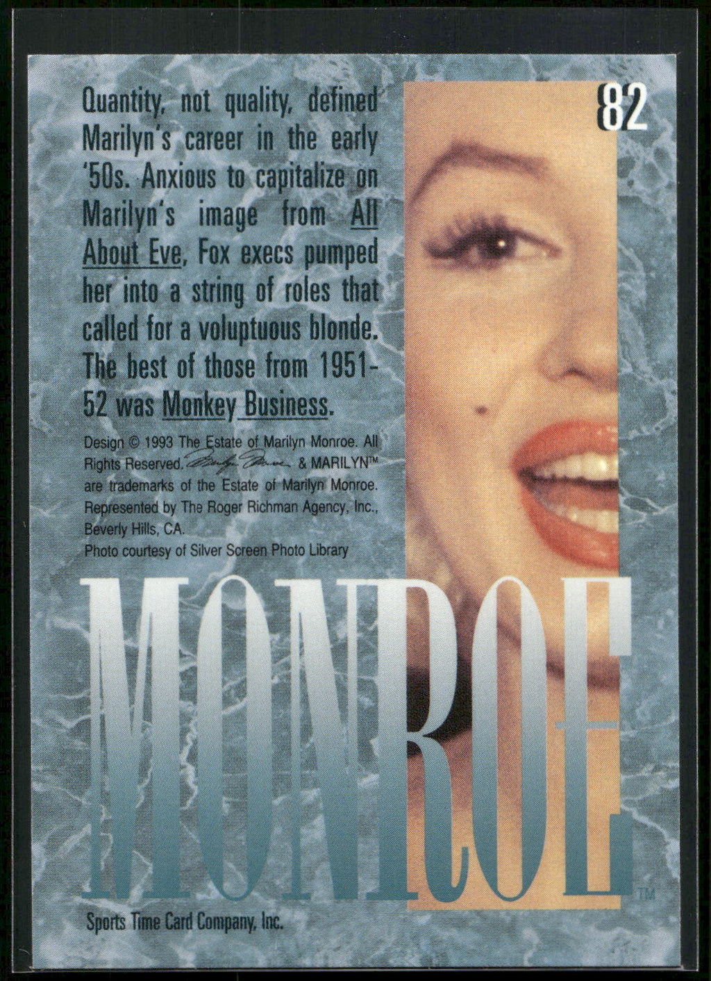 1993 Sports Time Marilyn Monroe #82 Quantity, not quality, defined Marilyn's car
