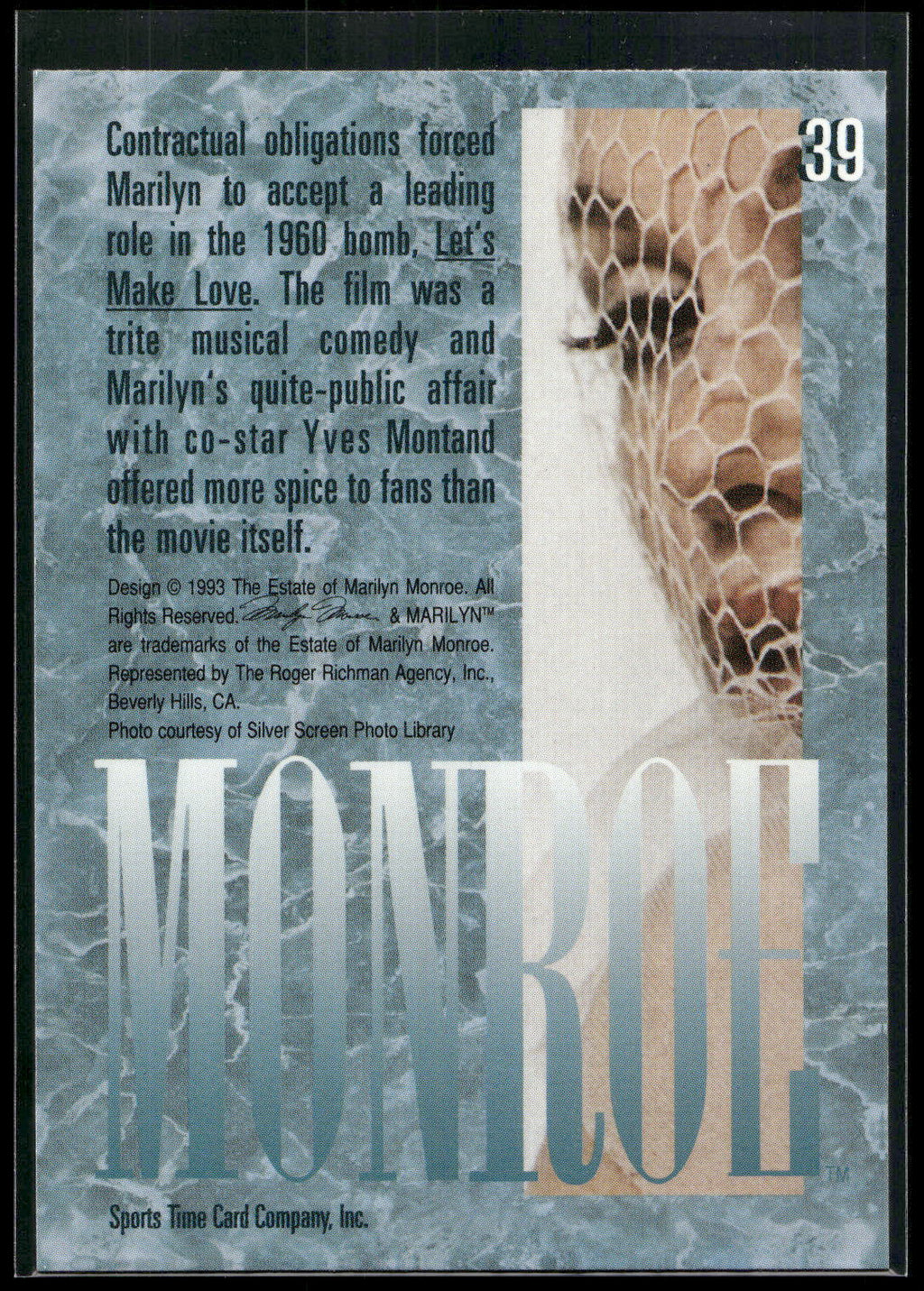 1993 Sports Time Marilyn Monroe #39 Contractual obligations forced Marilyn to ac