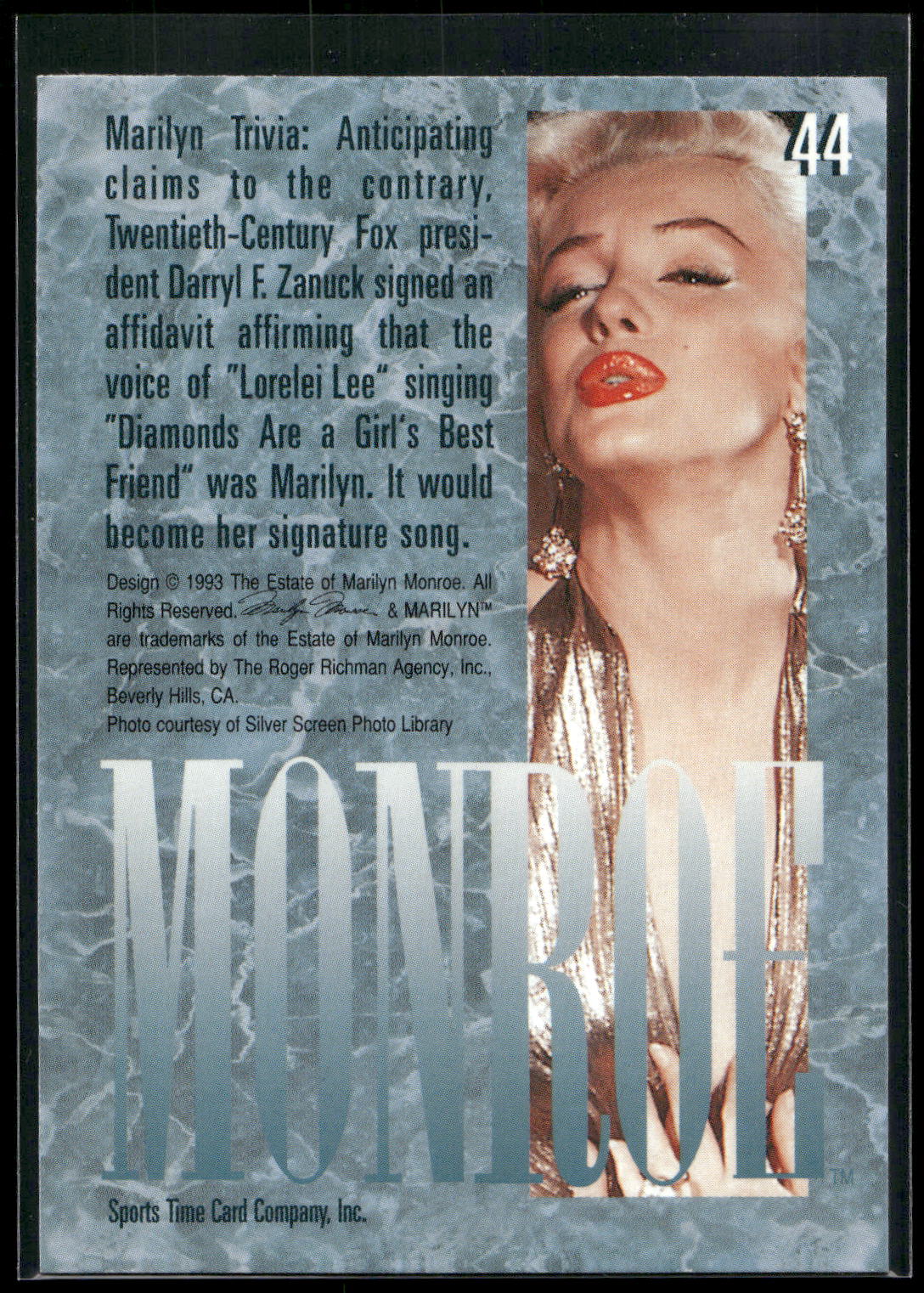 1993 Sports Time Marilyn Monroe #44 Anticipating claims to the contrary, Twentie