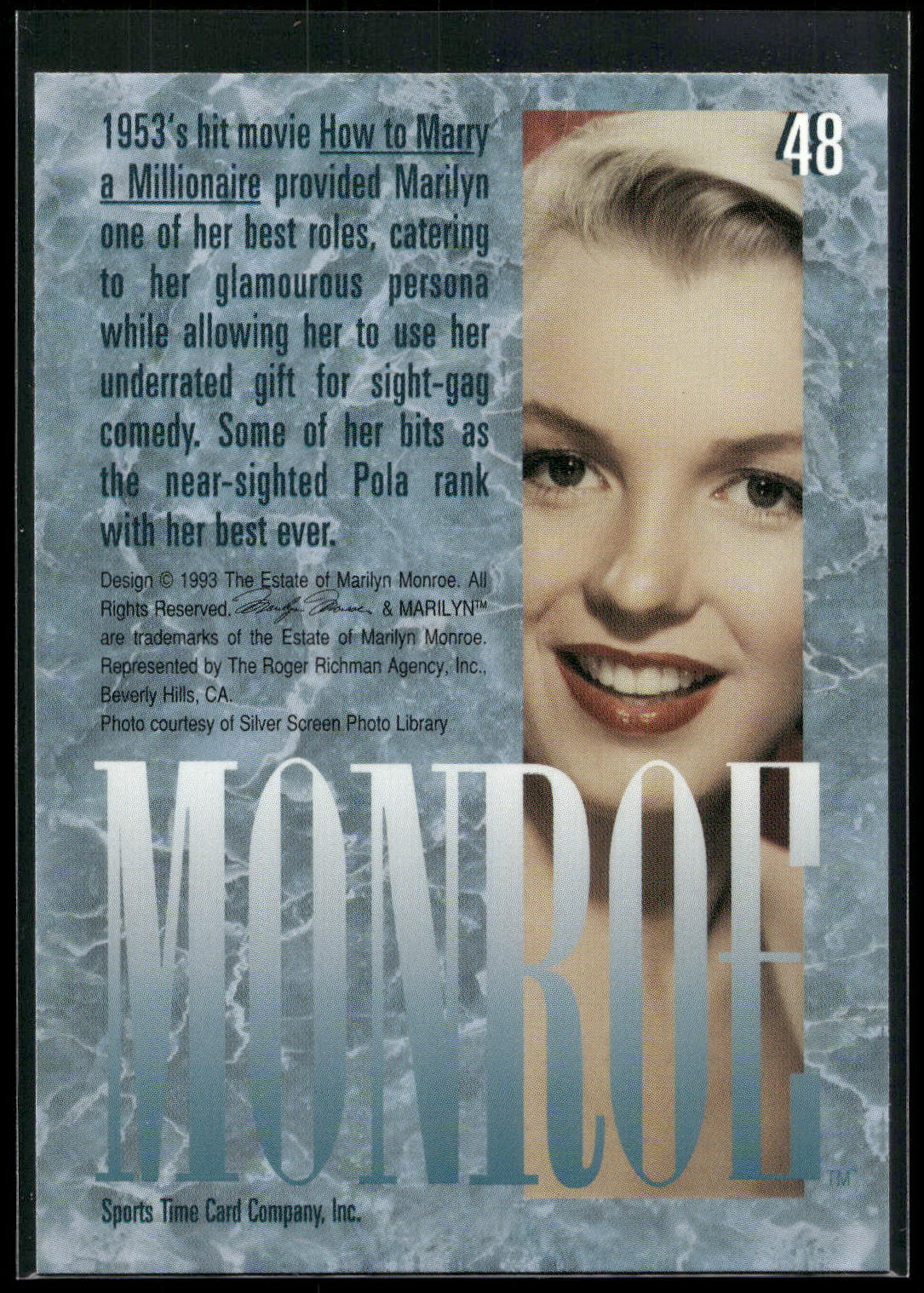 1993 Sports Time Marilyn Monroe #48 1953's hit movie How to Marry a Millionaire