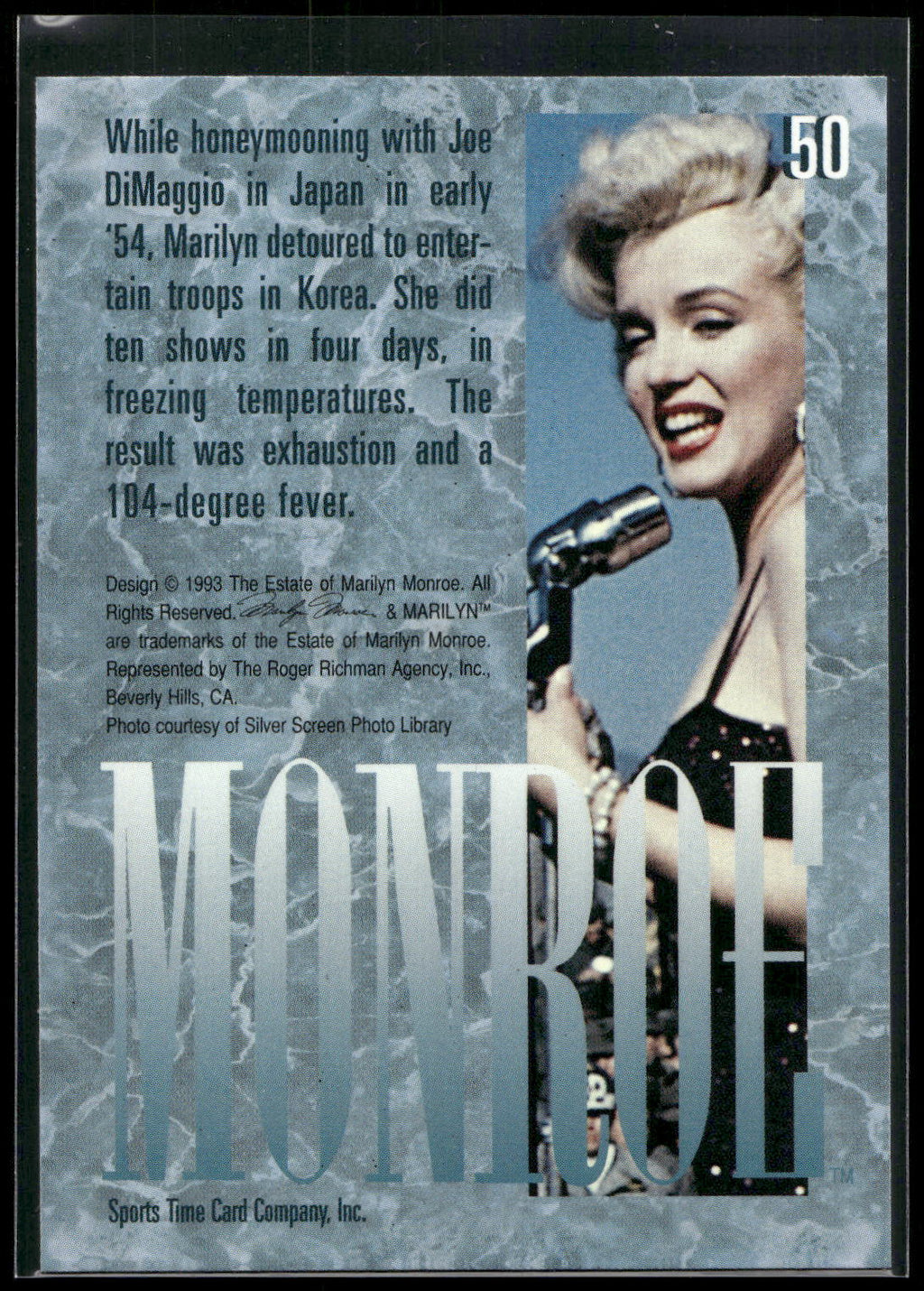 1993 Sports Time Marilyn Monroe #50 While honeymooning with Joe DiMaggio in Japa