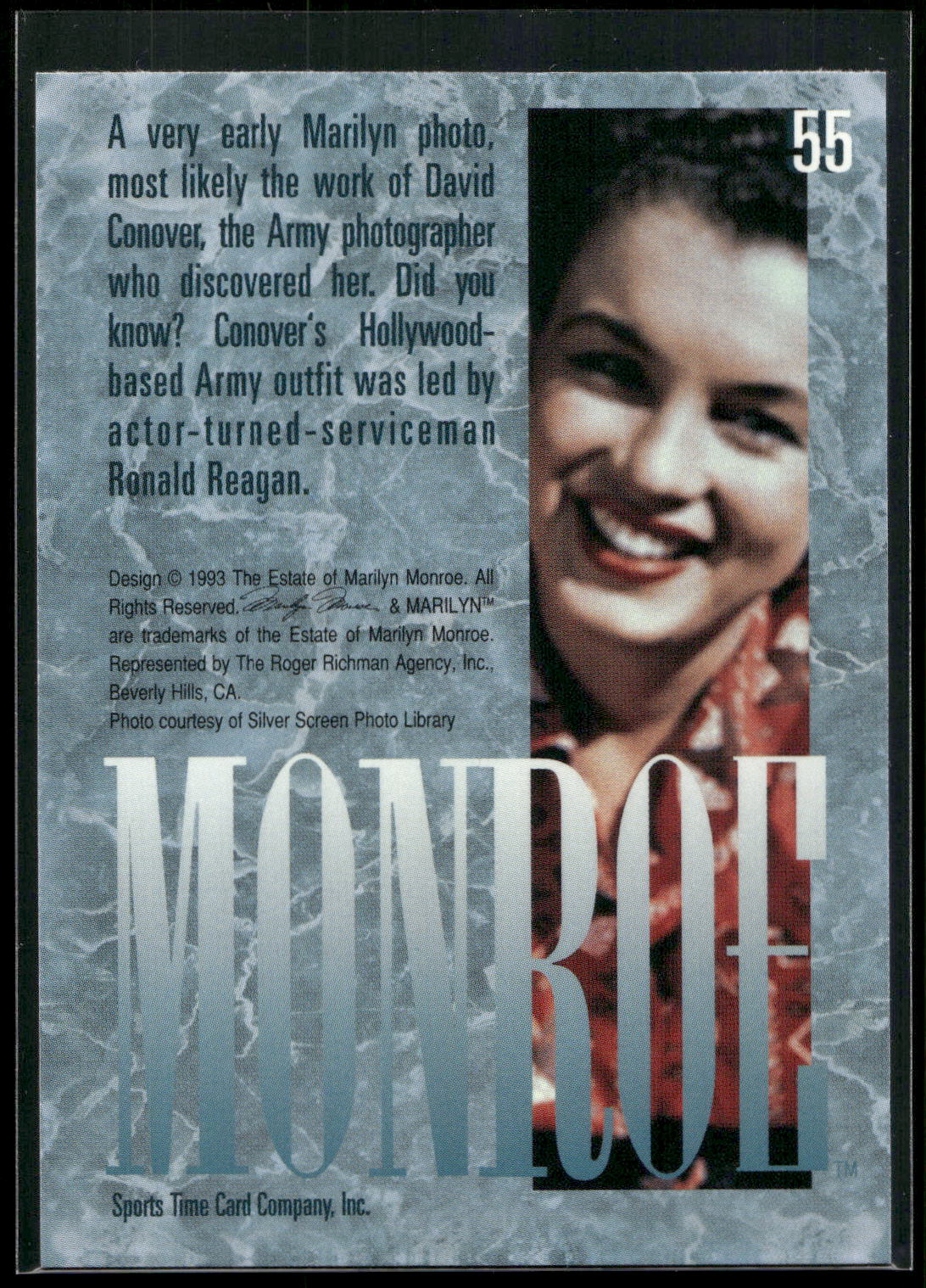 1993 Sports Time Marilyn Monroe #55 A very early Marilyn photo, most likely the