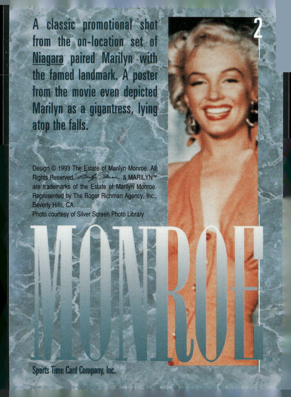 1993 Sports Time Marilyn Monroe #2 A classic promotional shot from the on-locat