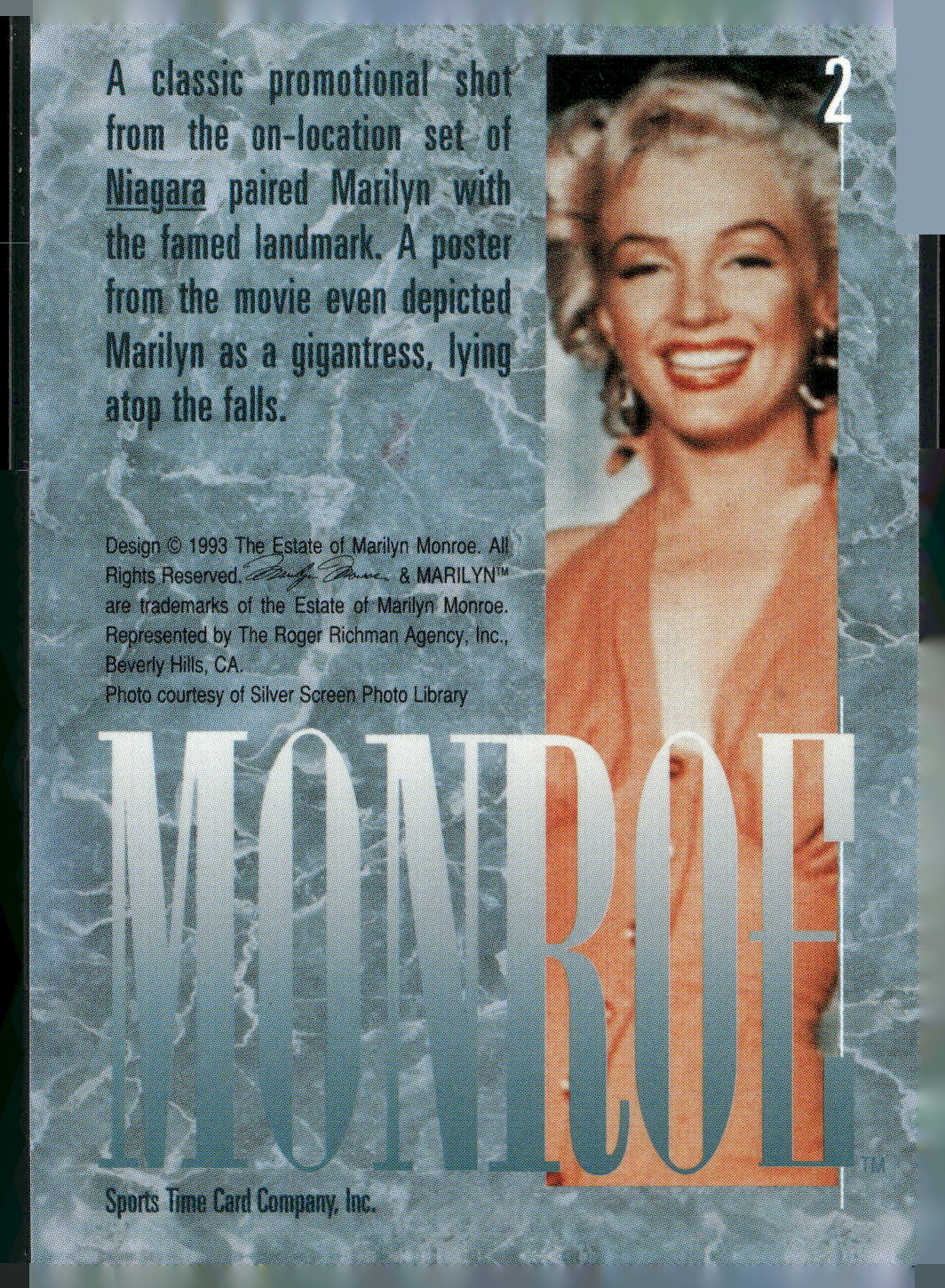 1993 Sports Time Marilyn Monroe #2 A classic promotional shot from the on-locat