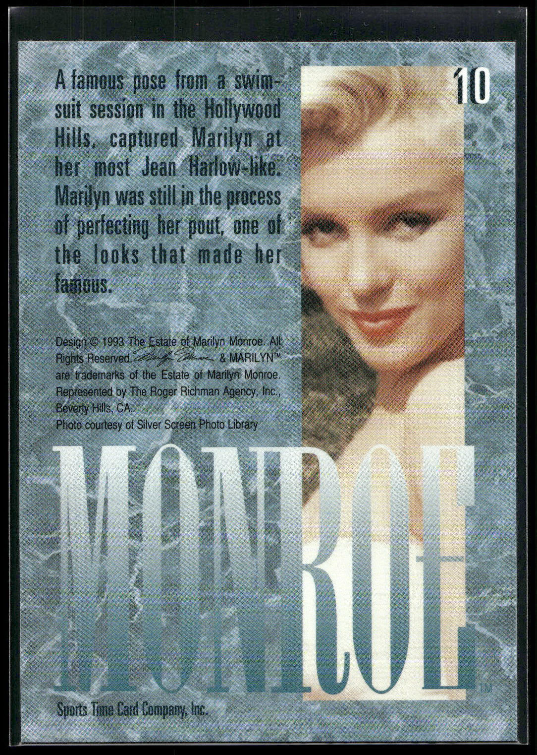 1993 Sports Time Marilyn Monroe #10 A famous pose from a swimsuit session in the