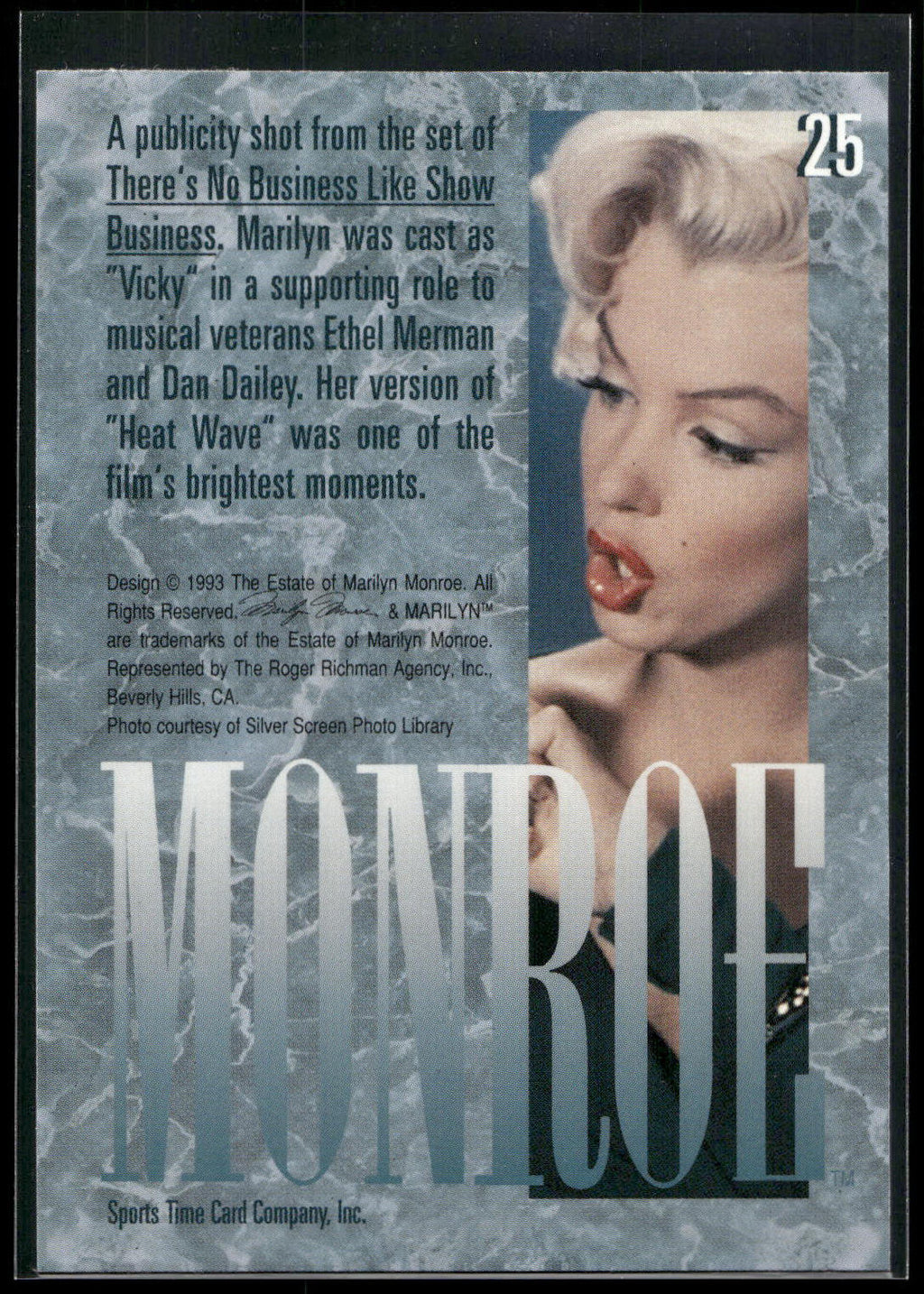 1993 Sports Time Marilyn Monroe #25 A publicity shot from the set of There's No