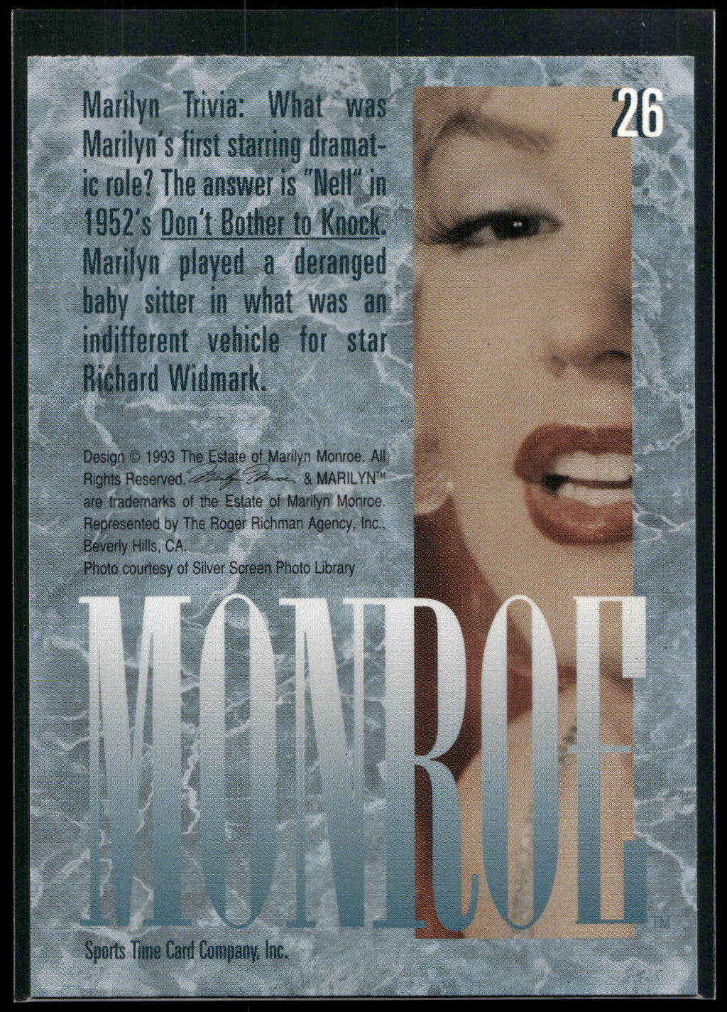 1993 Sports Time Marilyn Monroe #26 What was Marilyn's first starring dramatic r