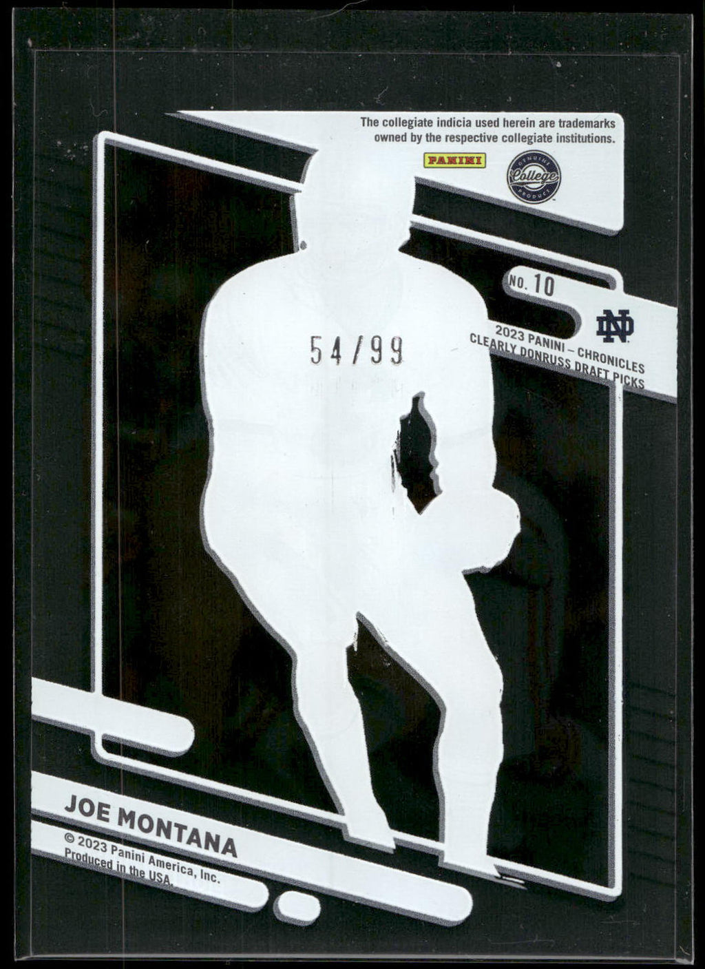 2023 Panini Chronicles Draft Picks #10 Joe Montana Clearly Donruss Blue #/99