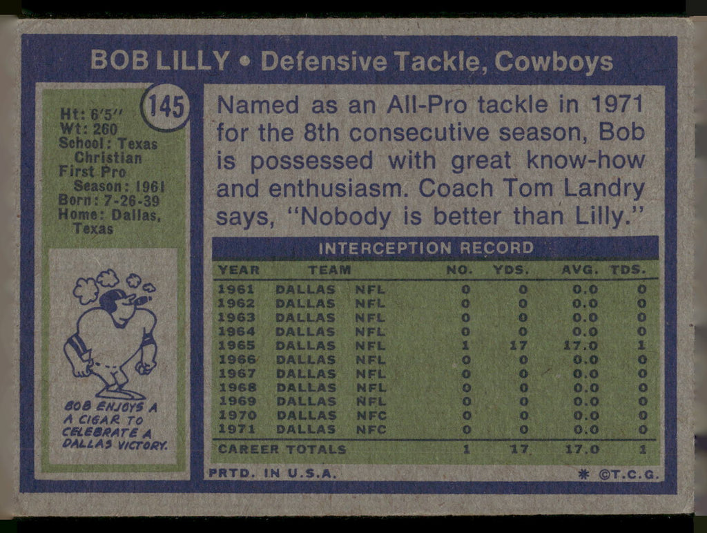 1972 Topps #145 Bob Lilly
