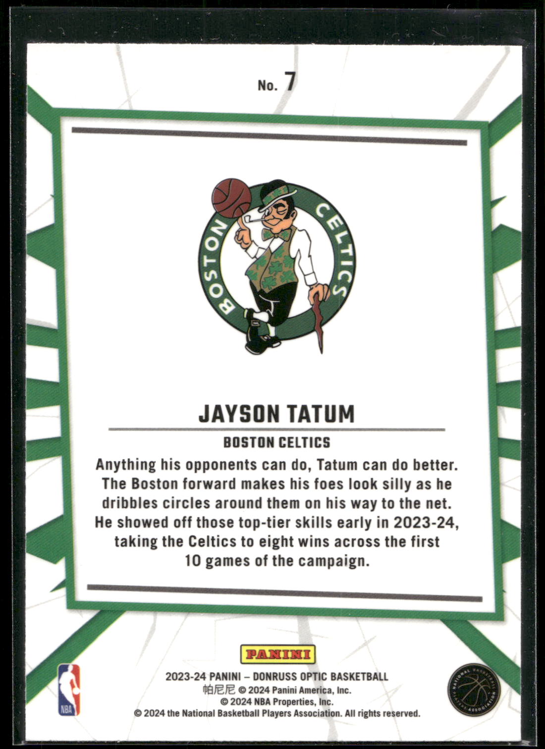 2023-24 Donruss Optic #7 Jayson Tatum My House