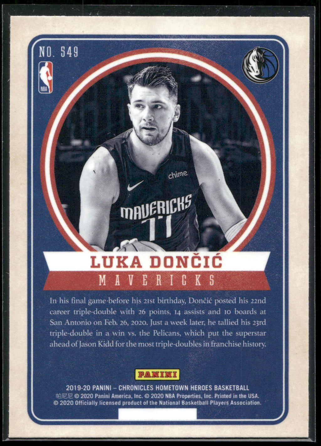 2019-20 Panini Chronicles #549 Luka Doncic