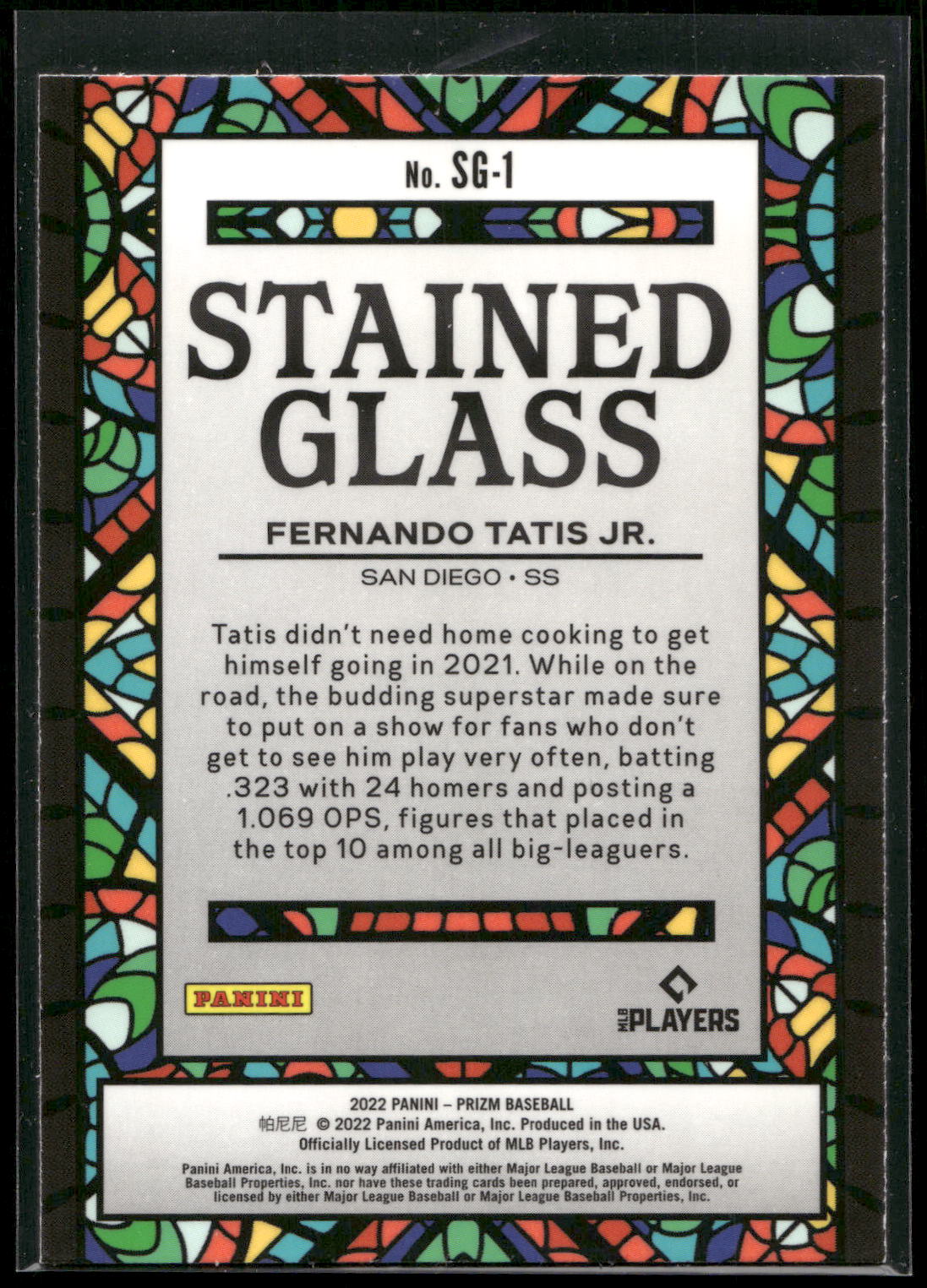 2022 Panini Prizm #SG-1 Fernando Tatis Jr. Stained Glass