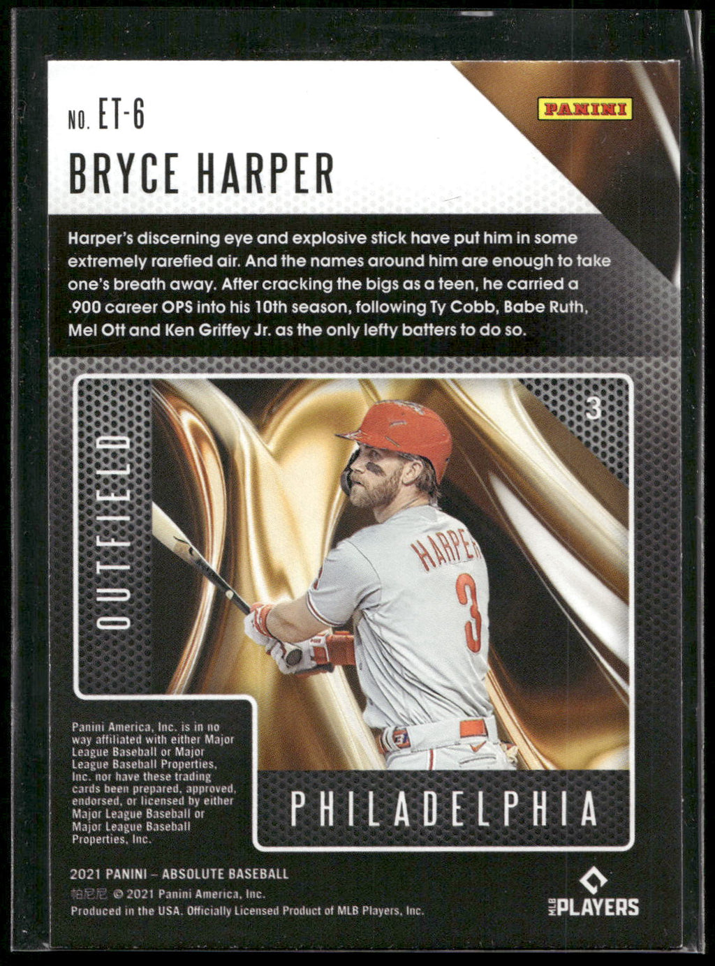2021 Panini Absolute #ET-6 Bryce Harper Extreme Team