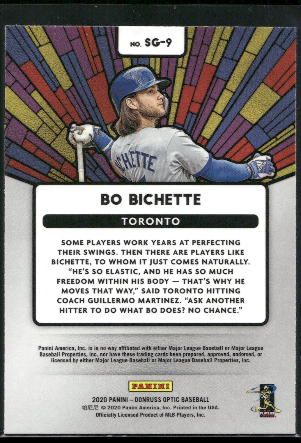 2020 Donruss Optic #SG-9 Bo Bichette Stained Glass