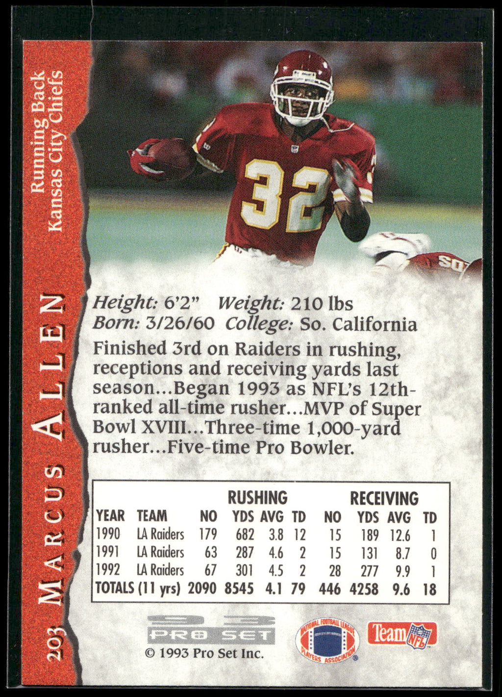 1993 Pro Set #203 Marcus Allen