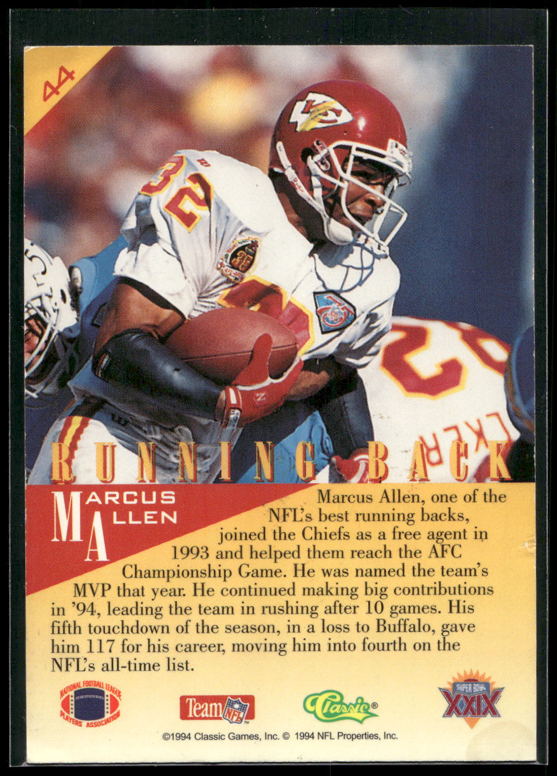 1995 Classic NFL Experience #44 Marcus Allen