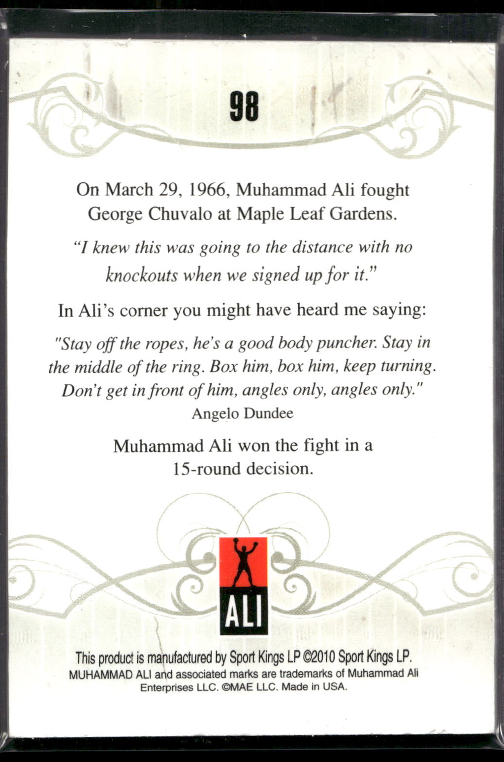 2010 Ringside Boxing Round One #98 Muhammad Ali