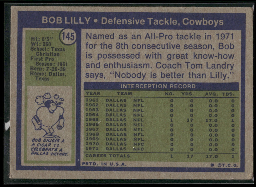 1972 Topps #145 Bob Lilly