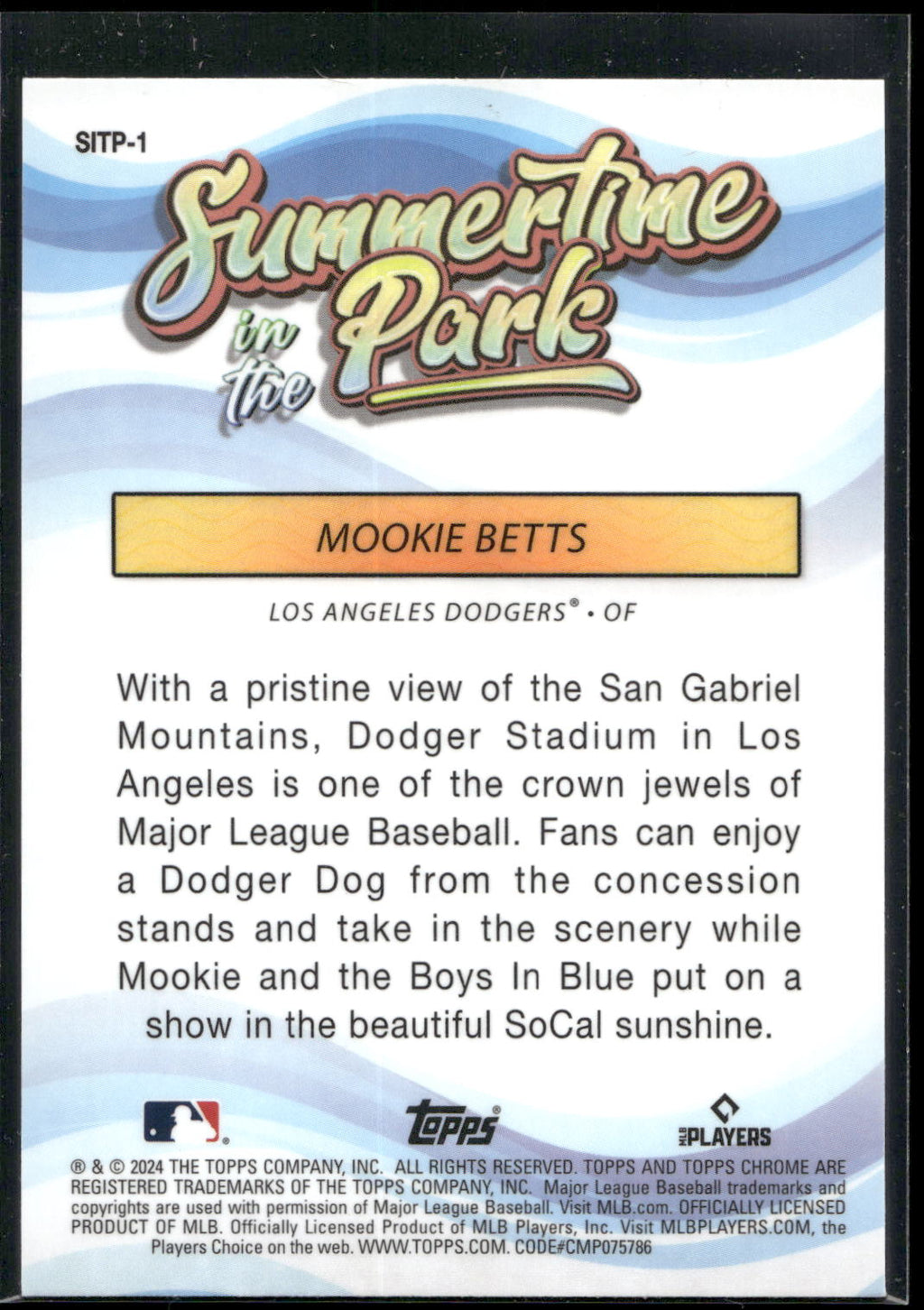 2024 Topps Chrome #SITP-1 Mookie Betts Summertime in the Park