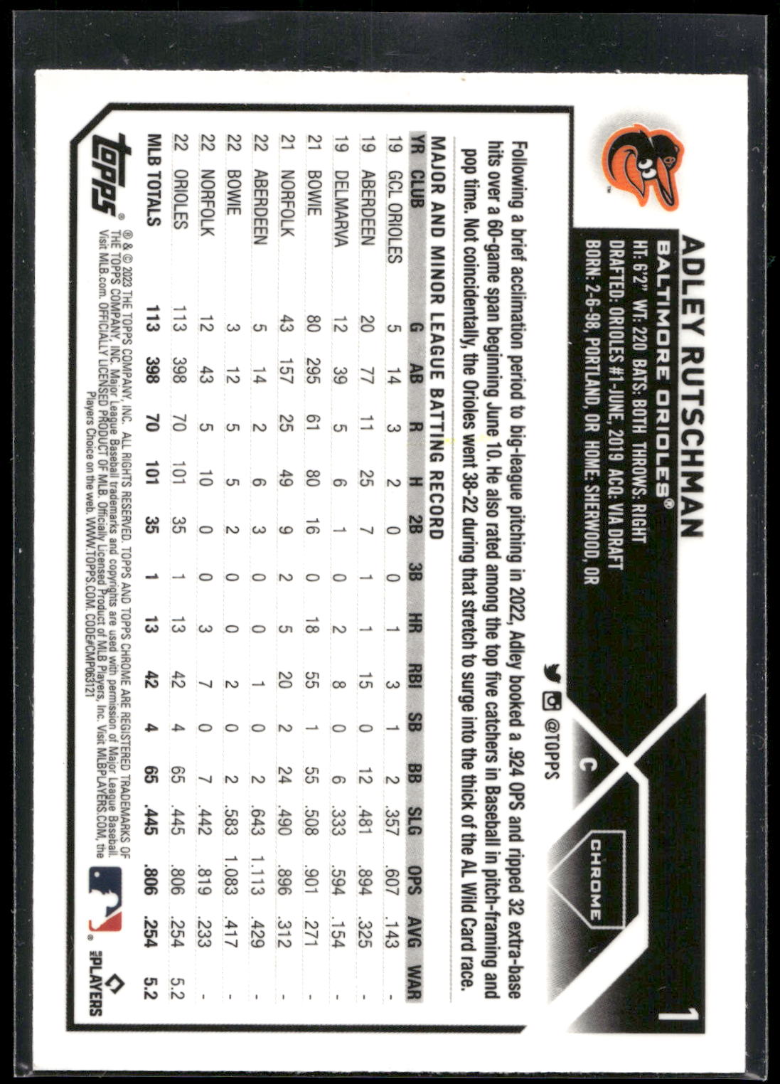 2023 Topps Chrome #1 Adley Rutschman