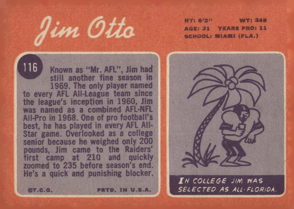 1970 Topps #116 Jim Otto