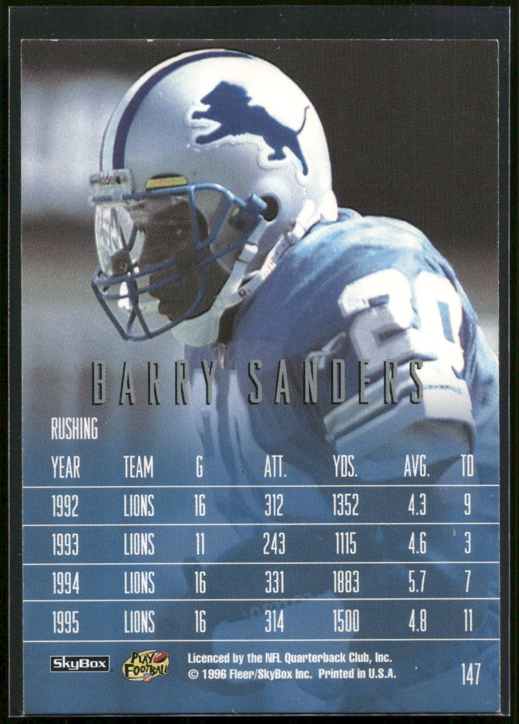 1996 SkyBox Impact Rookies #147 Barry Sanders