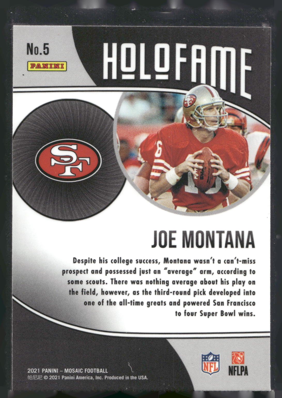 2021 Panini Mosaic #5 Joe Montana HoloFame