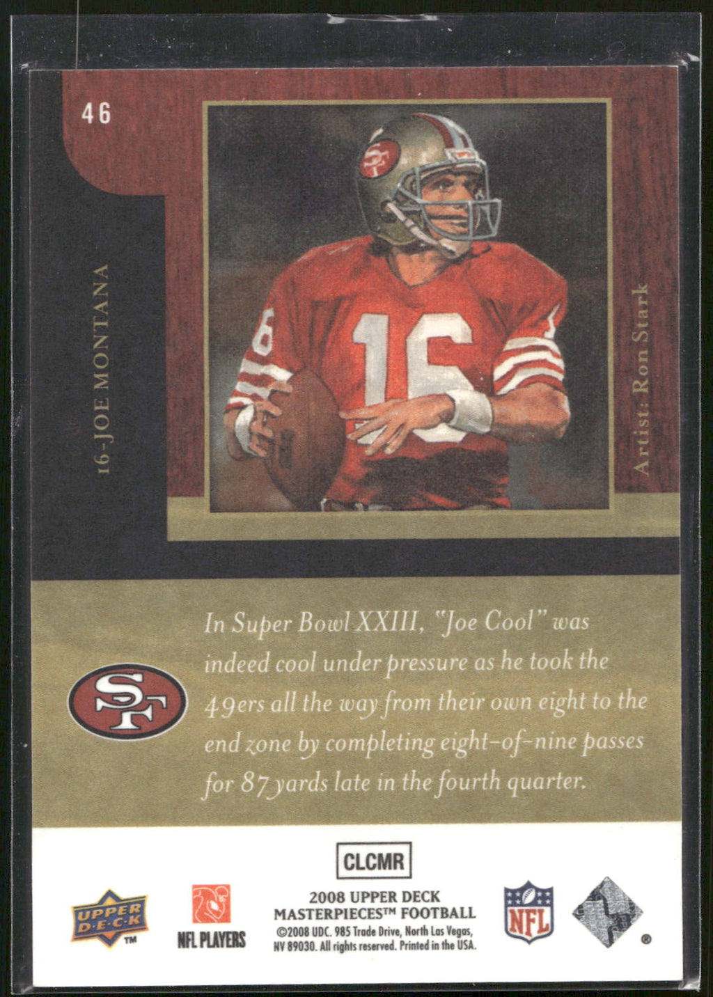 2008 Upper Deck Masterpieces #46 Joe Montana Framed Black