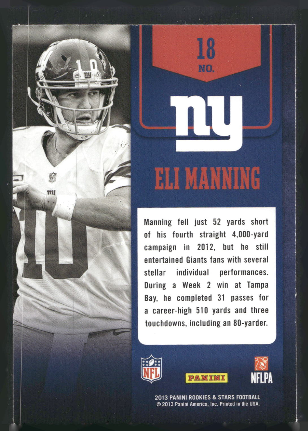 2013 Panini Rookies & Stars #18 Eli Manning Game Plan