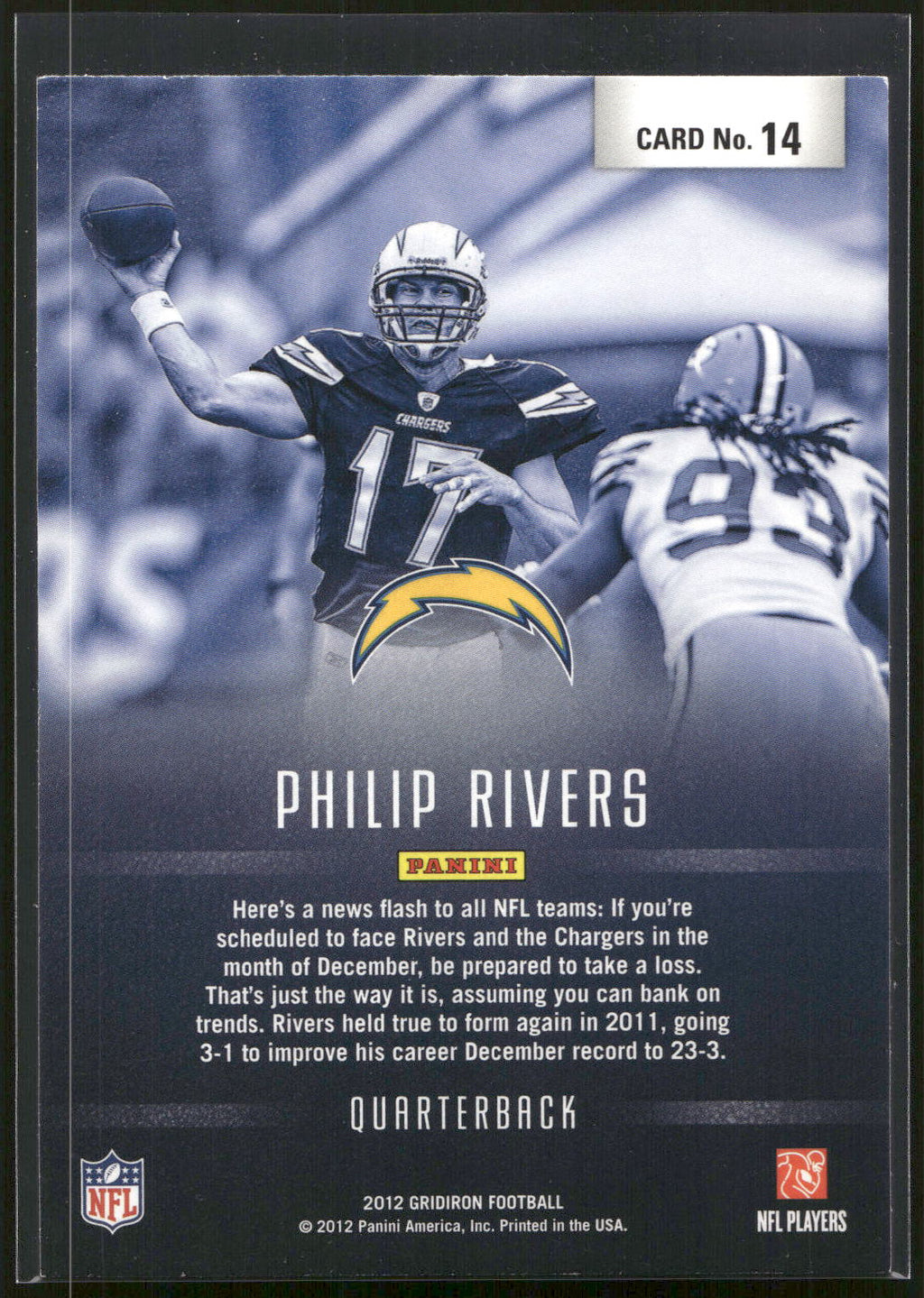 2012 Panini Gridiron #14 Philip Rivers Arms Race