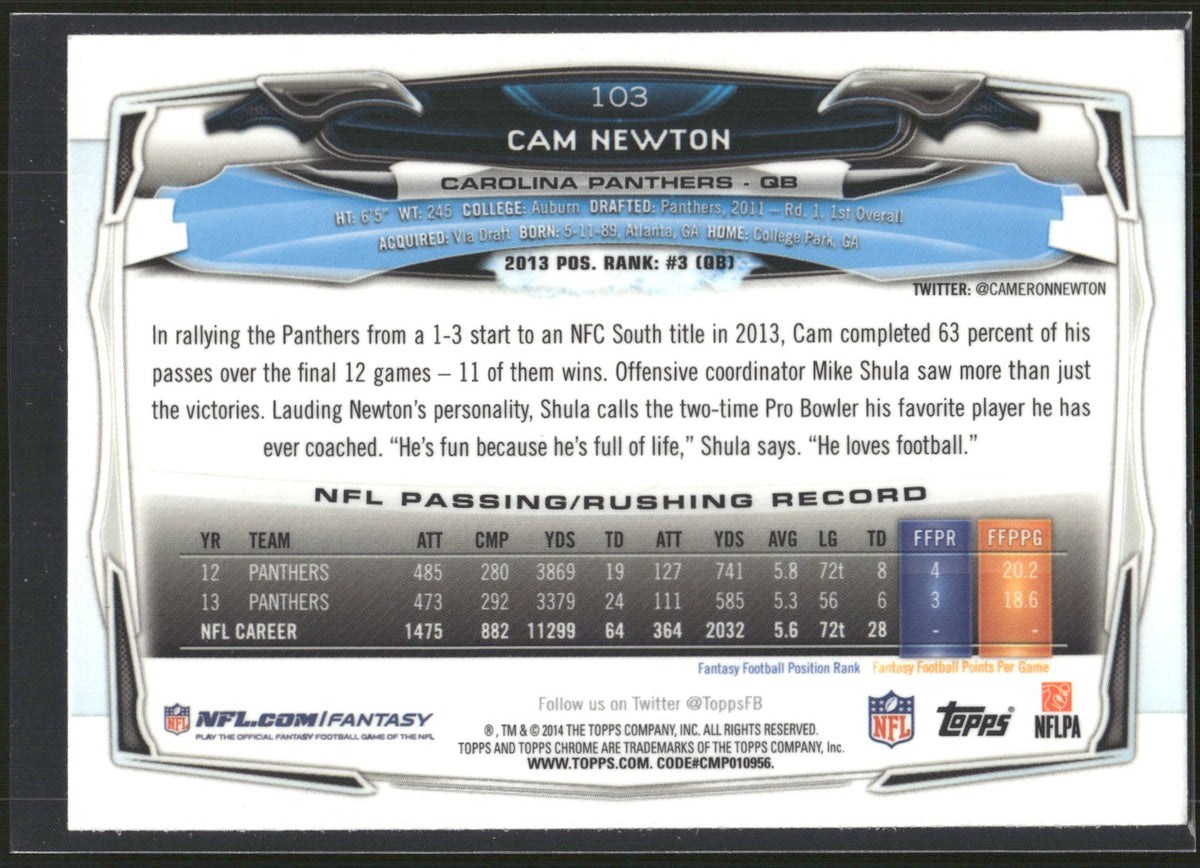 2014 Topps Chrome #103 Cam Newton