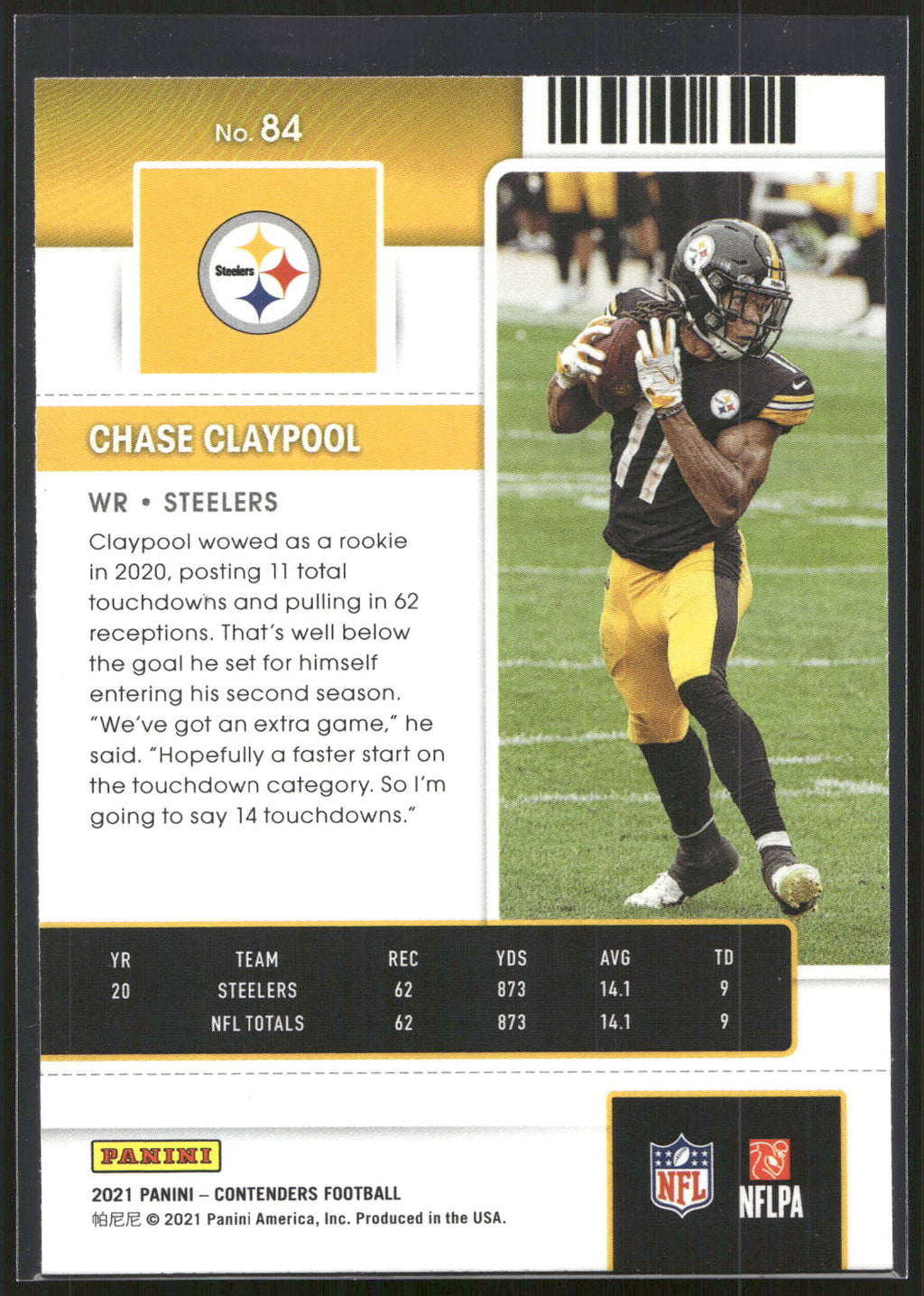 2021 Panini Contenders #84 Chase Claypool