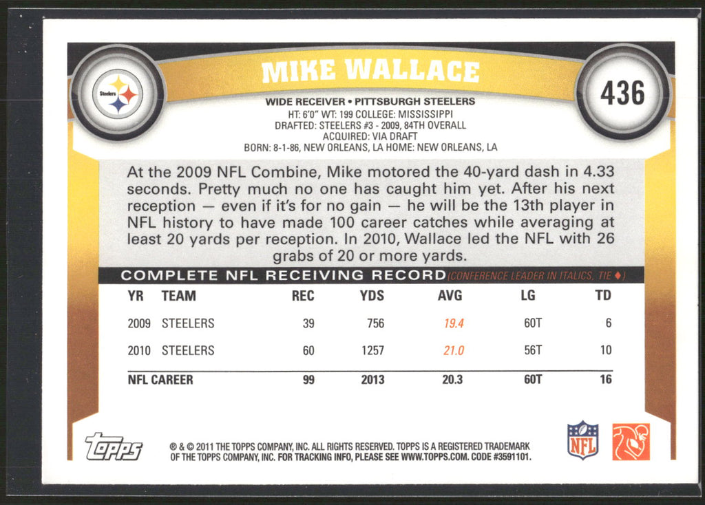 2011 Topps #436 Mike Wallace