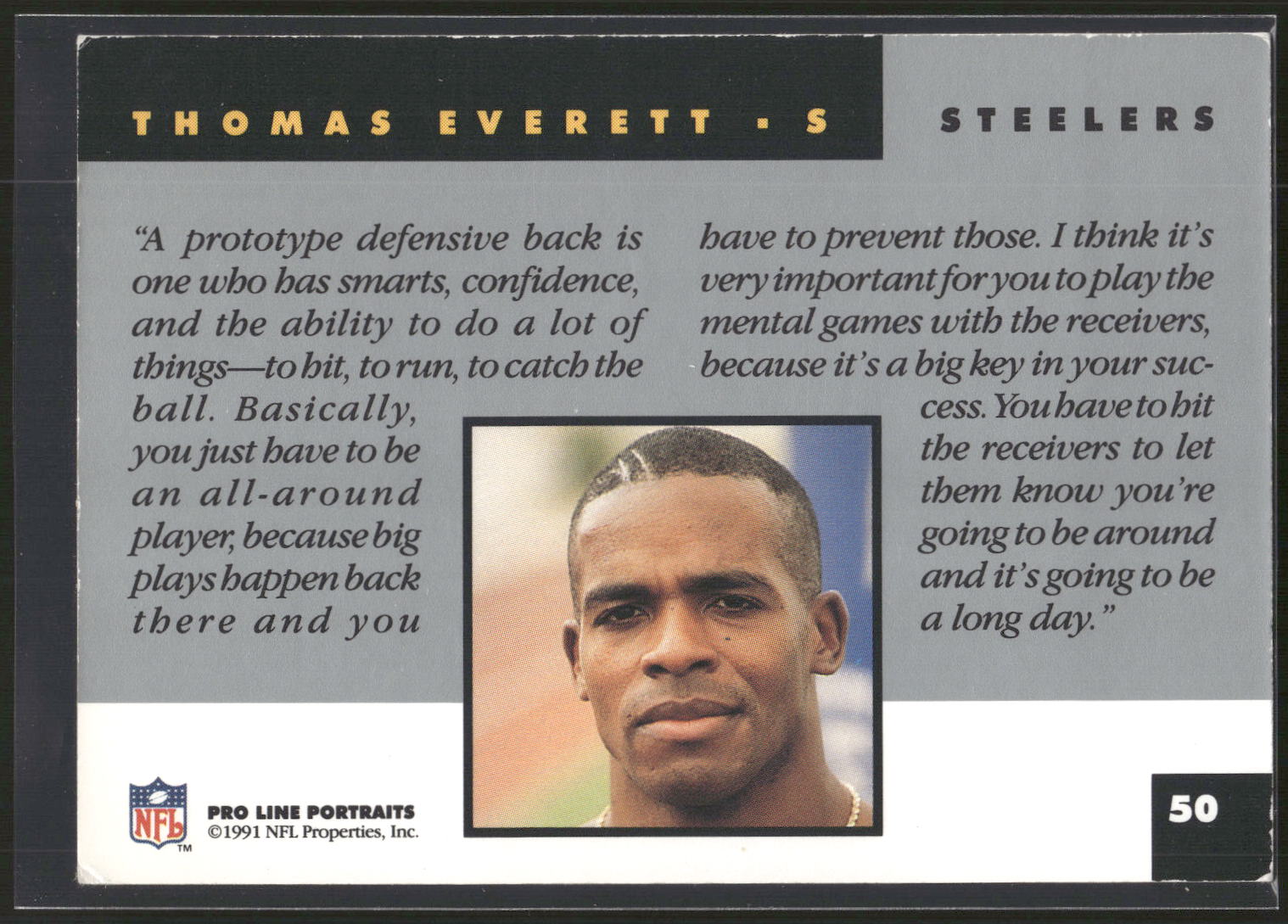 1991 Pro Line Portraits #50 Thomas Everett