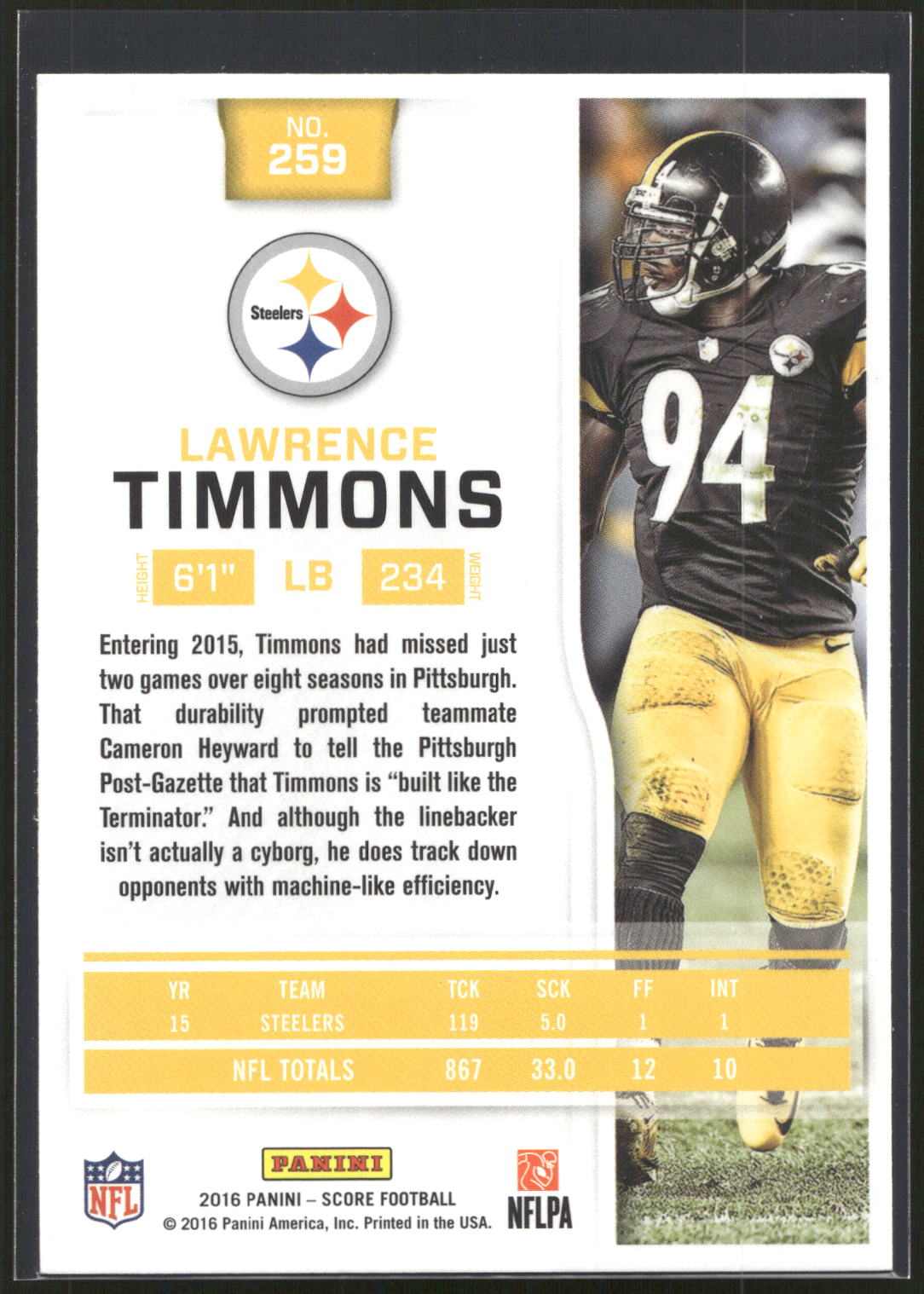 2016 Score #259 Lawrence Timmons