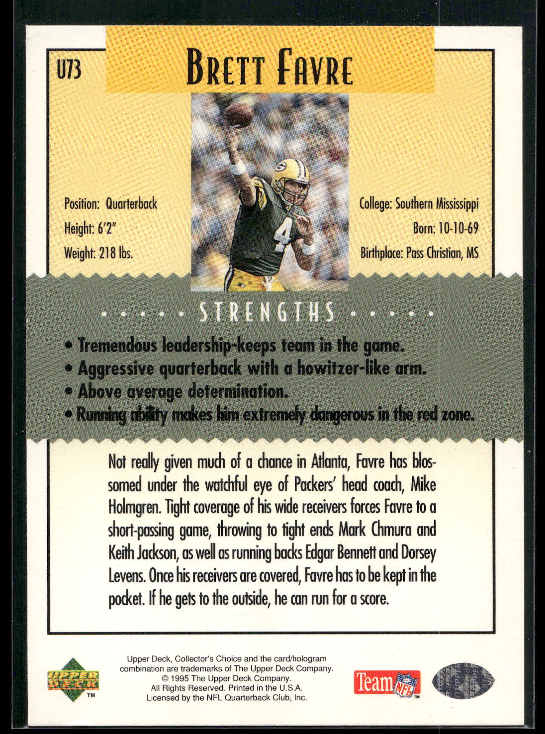 1995 Collector's Choice Update #U73 Brett Favre