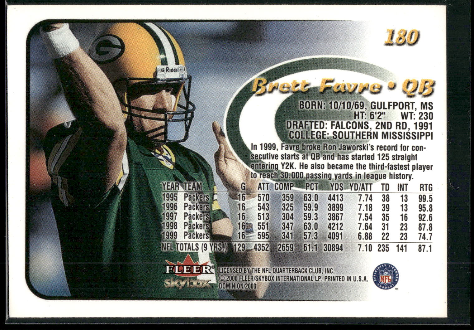 2000 SkyBox Dominion #180 Brett Favre