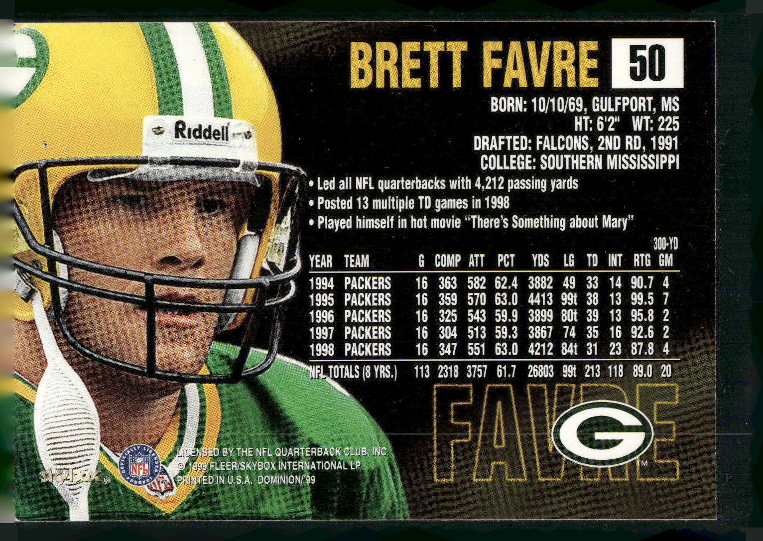 1999 SkyBox Dominion #50 Brett Favre