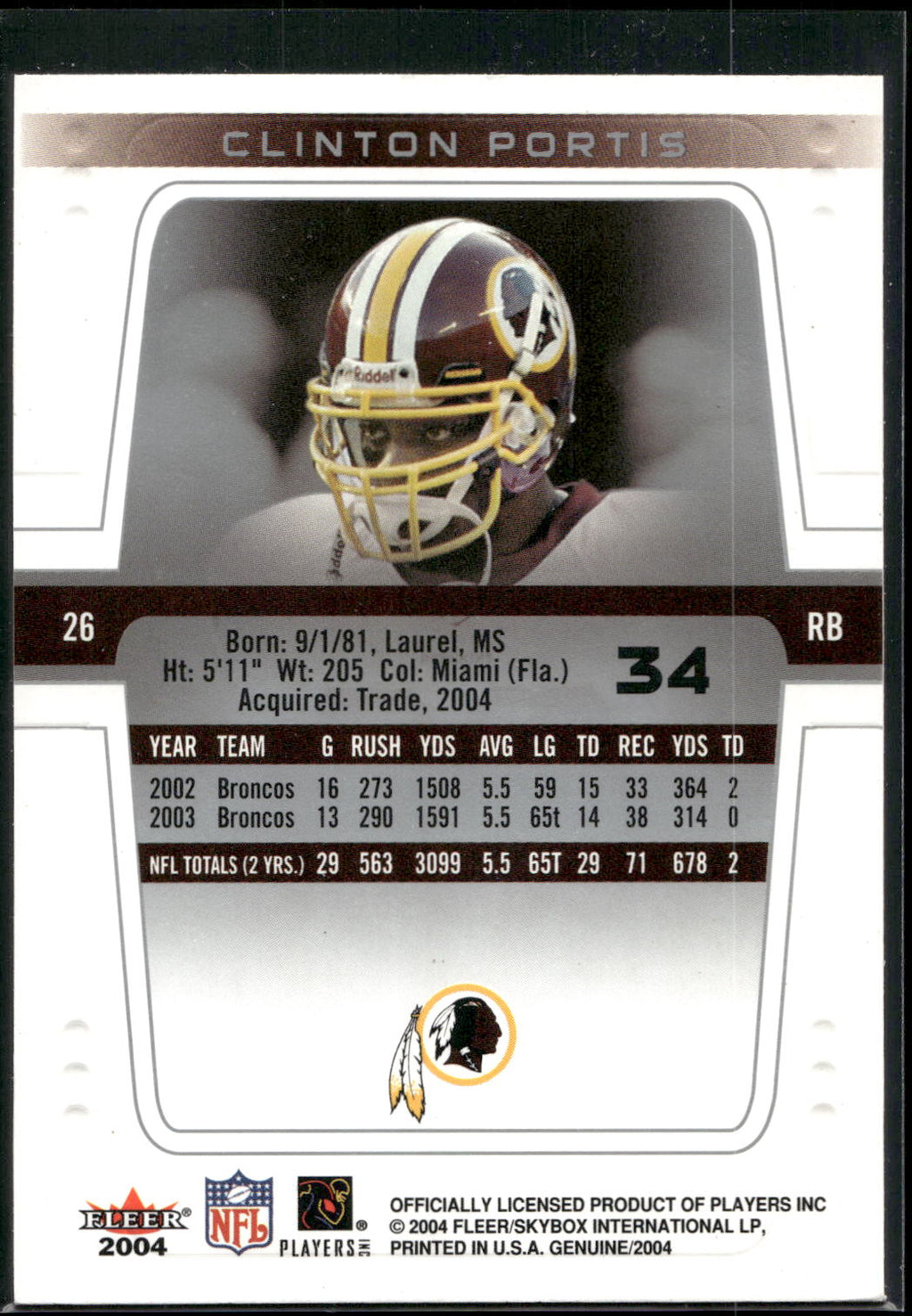 2004 Fleer Genuine #34 Clinton Portis