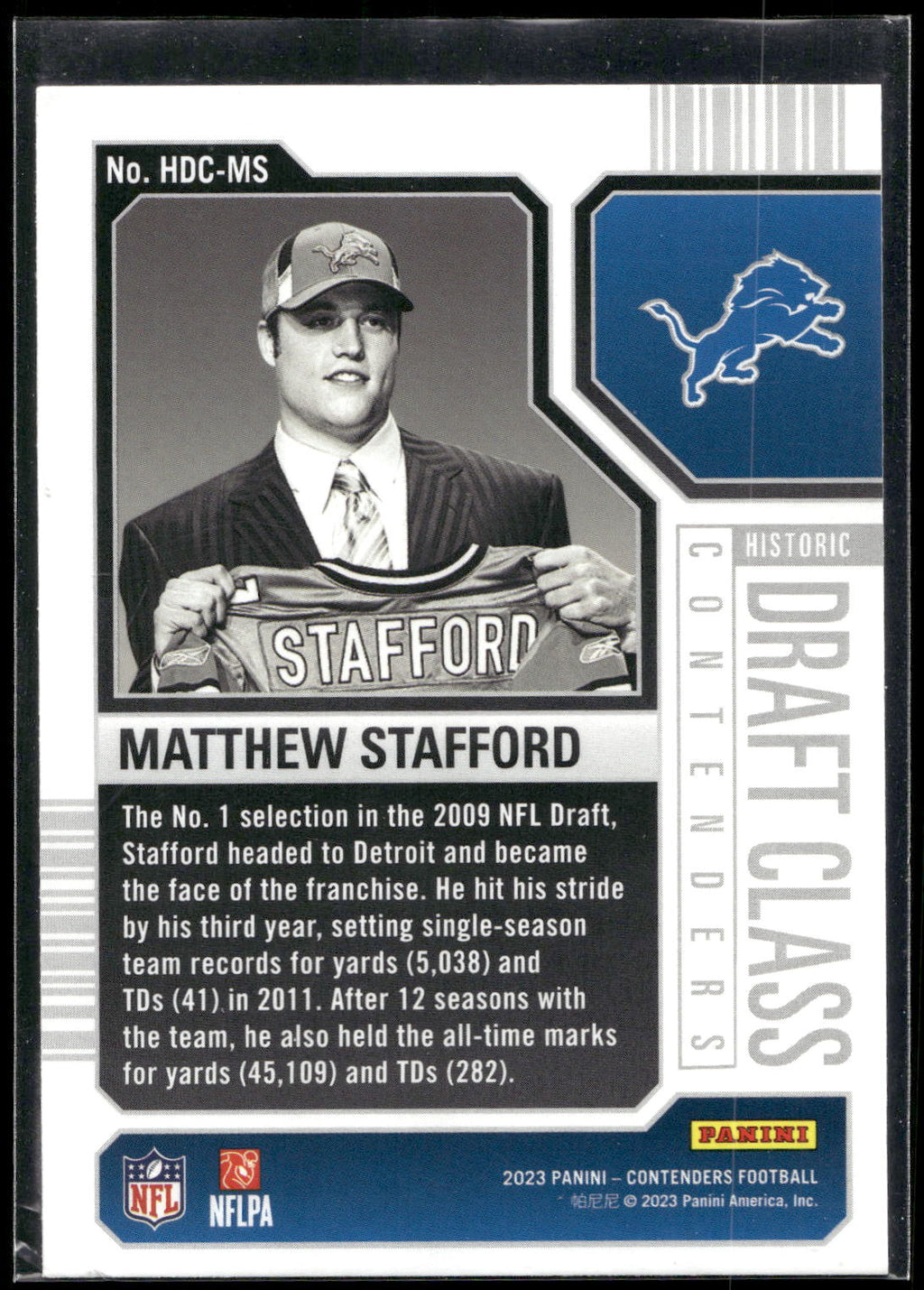 2023 Panini Contenders #HDC-MS Matthew Stafford Historic Draft Class Contenders